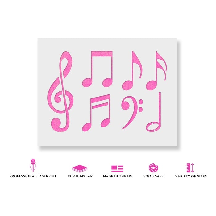Sablon Perete vopsire, tencuiala 0.7mm Note Muzicale model MXSP7448, 700 x 700 mm