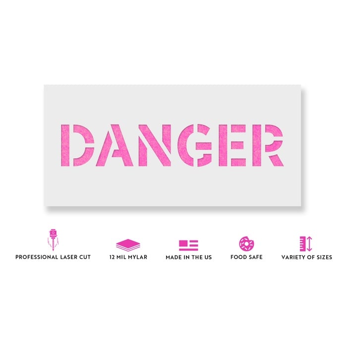 Sablon Perete vopsire, tencuiala 0.7mm Danger Sign Refolosibil, model MXSP7238, 200 x 200 mm, 0.70mm