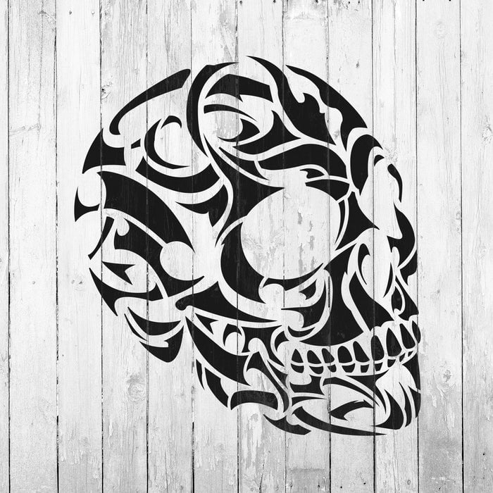Sablon Perete vopsire, tencuiala 0.7mm Craniu Tribal model MXSP7467, 1000 x 1000 mm