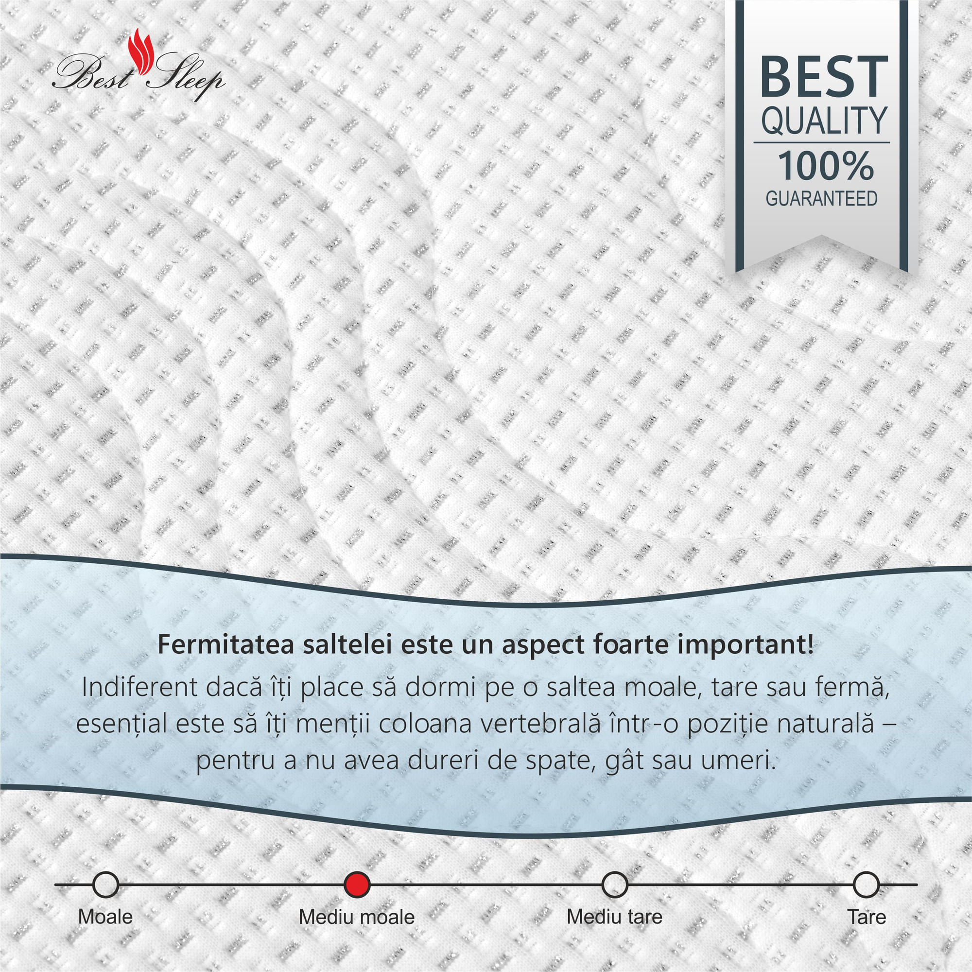 Saltea Ortopedica, Best Sleep, Silver Sleep Argentum 24+5+1, 130x200x30 cm, spuma cu memorie, fir cu ioni de argint — imaginea 6