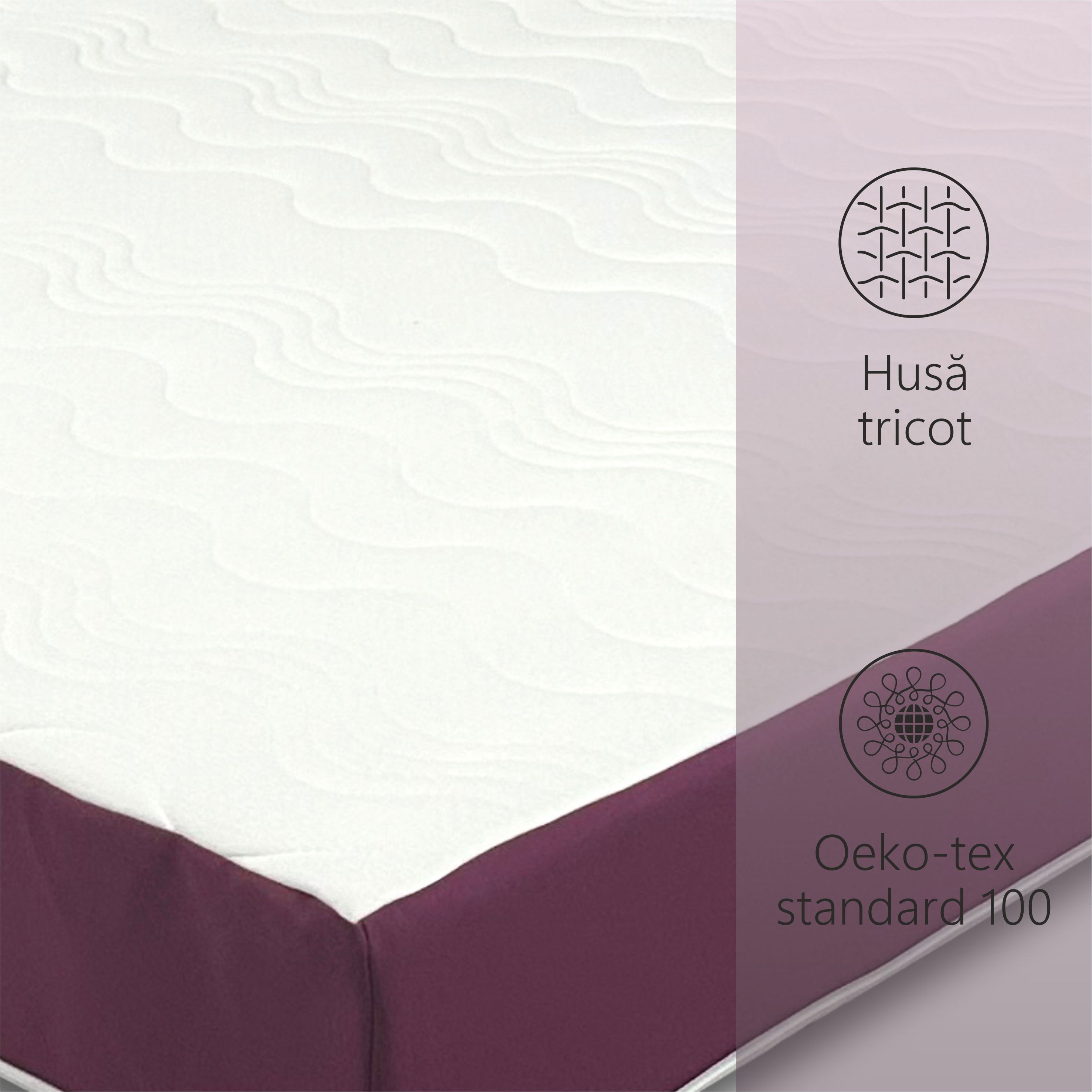 Saltea ortopedica, Best Sleep Color Line Purple, 90x200x20cm, spuma poliuretanica, hipoalegenic, reversibila, ferma — imaginea 2