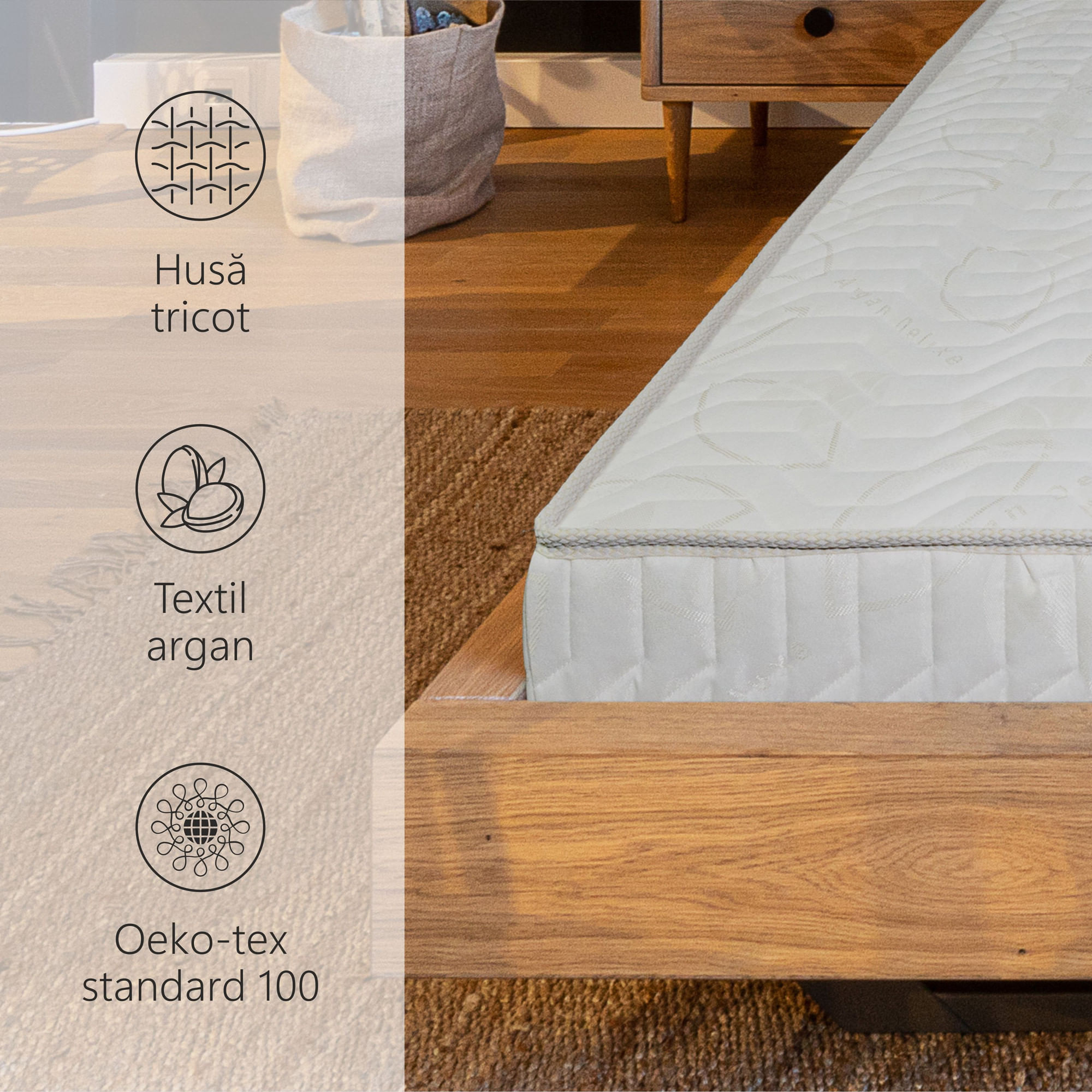 Saltea superortopedica Best Sleep Argan Deluxe, 100x200x18 cm, spuma poliuretanica hipoalergenica — imaginea 6