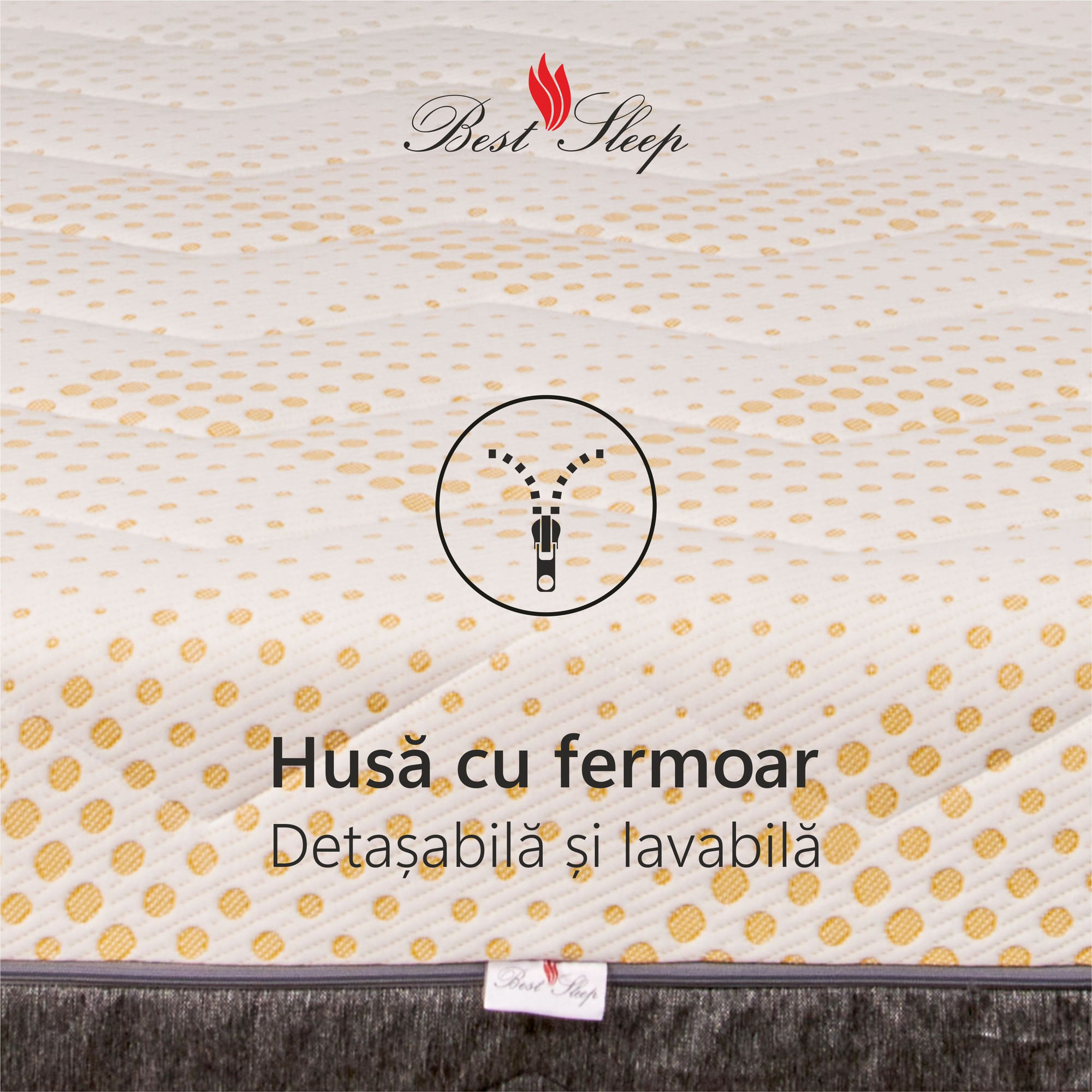 Saltea Ortopedica, Best Sleep, Yellow Diamond, 72x200x27 cm, 7+12+3+3+2, Spuma poliuretanica cu memorie, arcuri pocketa — imaginea 6