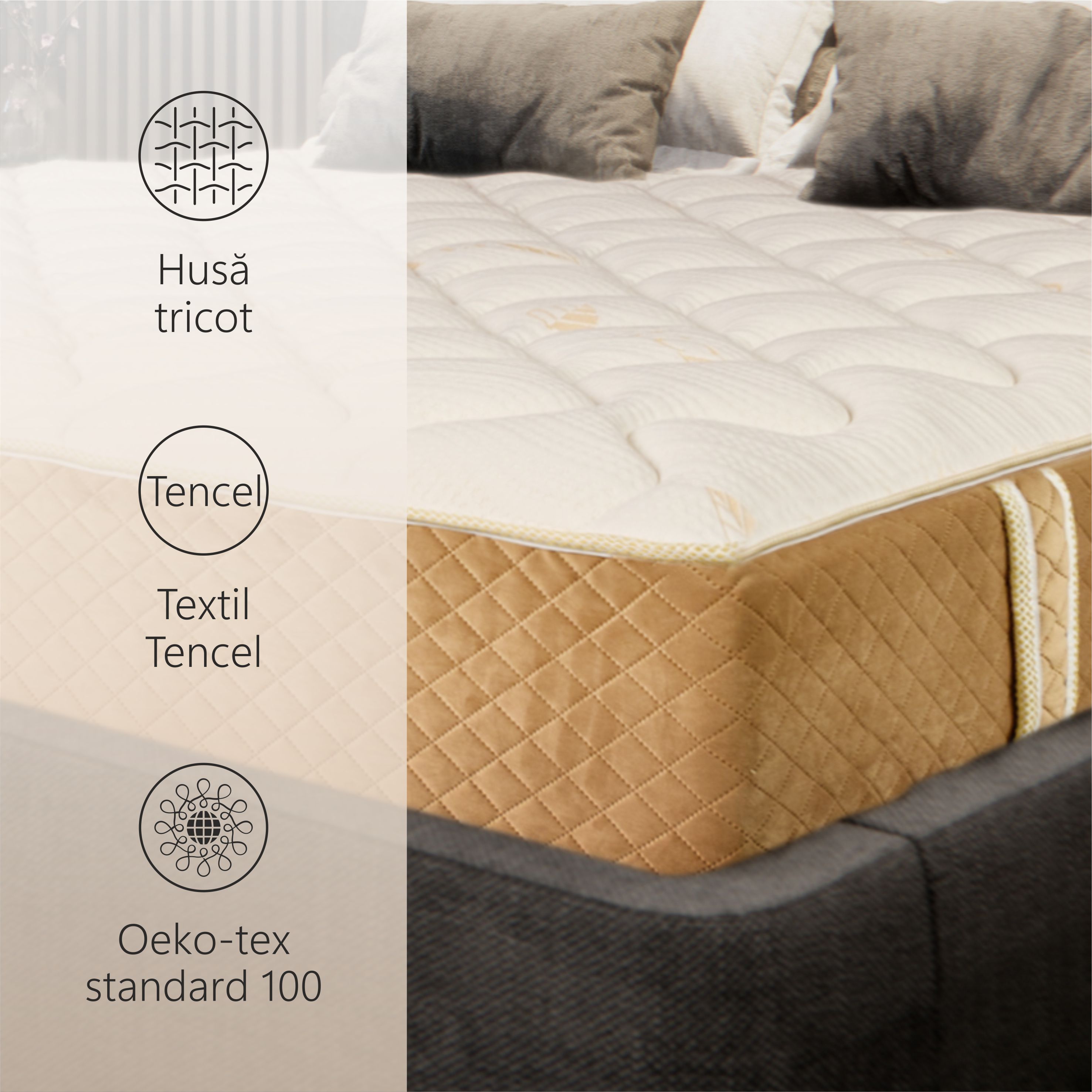 Saltea Ortopedica,Best Sleep,Tencel Elite,120x190x30 cm,Arcuri pocket, Husa matlasata cu spuma memory,fermitate medie — imaginea 4