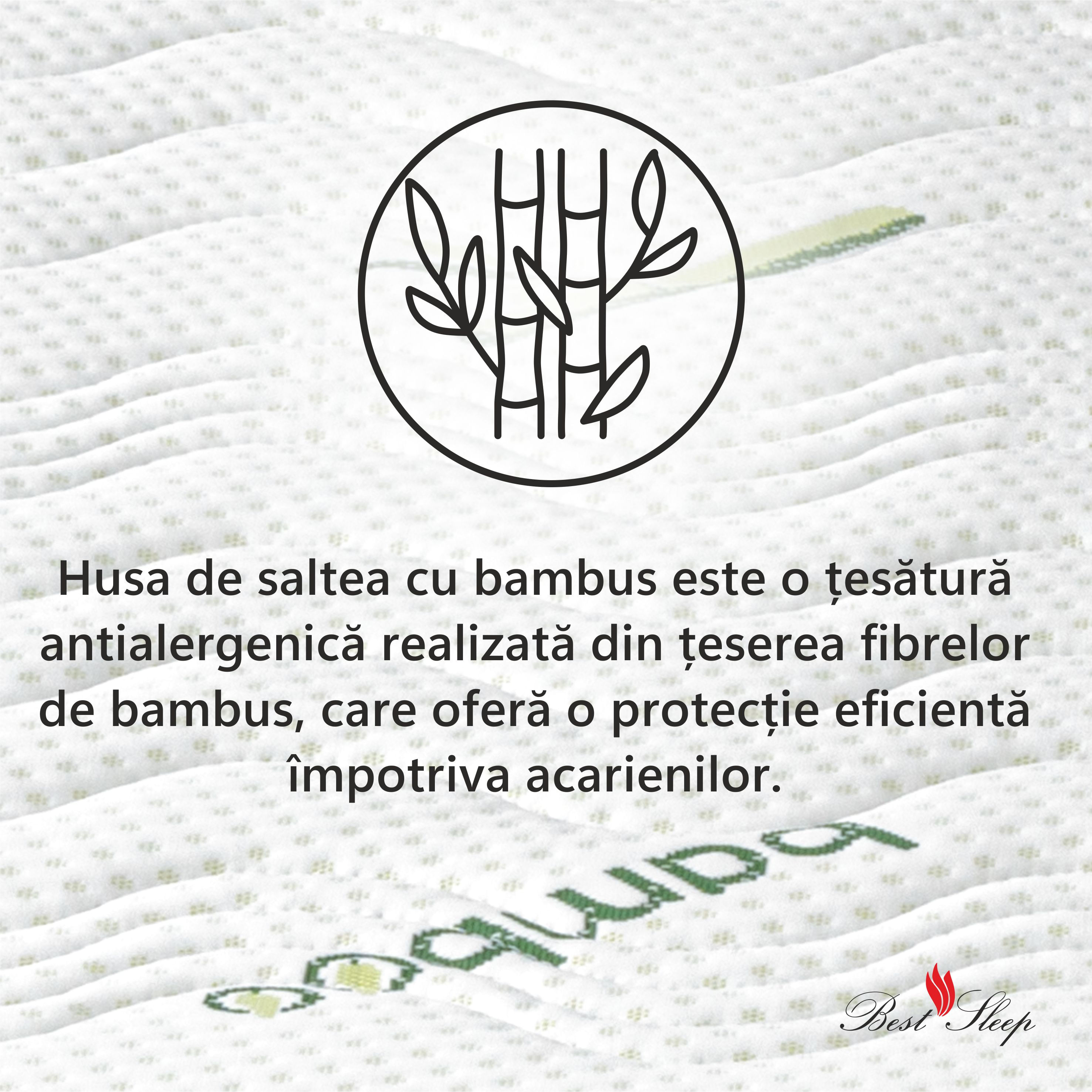 Saltea Ortopedica, Best Sleep Bamboo Feel 23cm, 80x200x23cm, Spuma poliuretanica, , lavabila, matlasata, fibre de bambus
