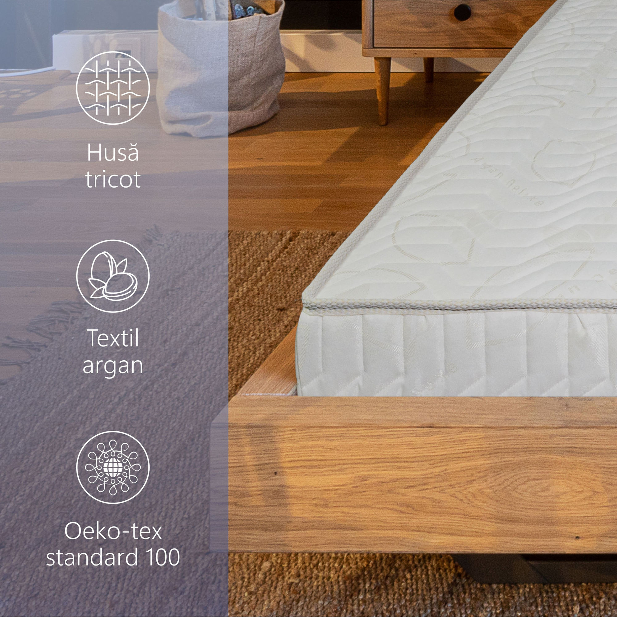 Saltea Ortopedica, Star Moon, Argan Memory, 180x200x16 cm, 13+3, Spuma poliuretanica cu memorie, fermitate medie — imaginea 3