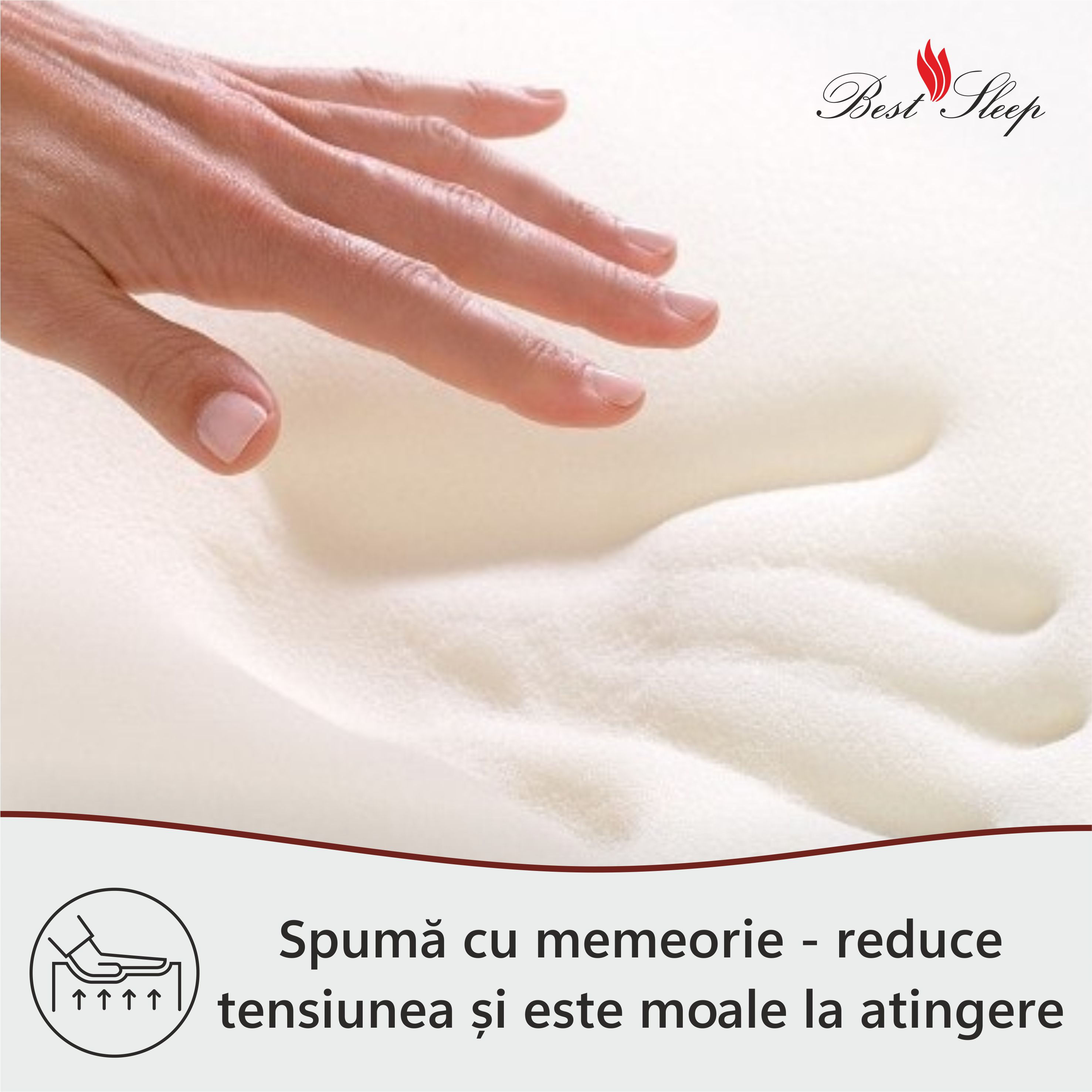Saltea Ortopedica, BestSleep, Waves,85x190x25 cm,21+4 Memory, spuma poliuretanica cu memorie, husa detasabila — imaginea 3