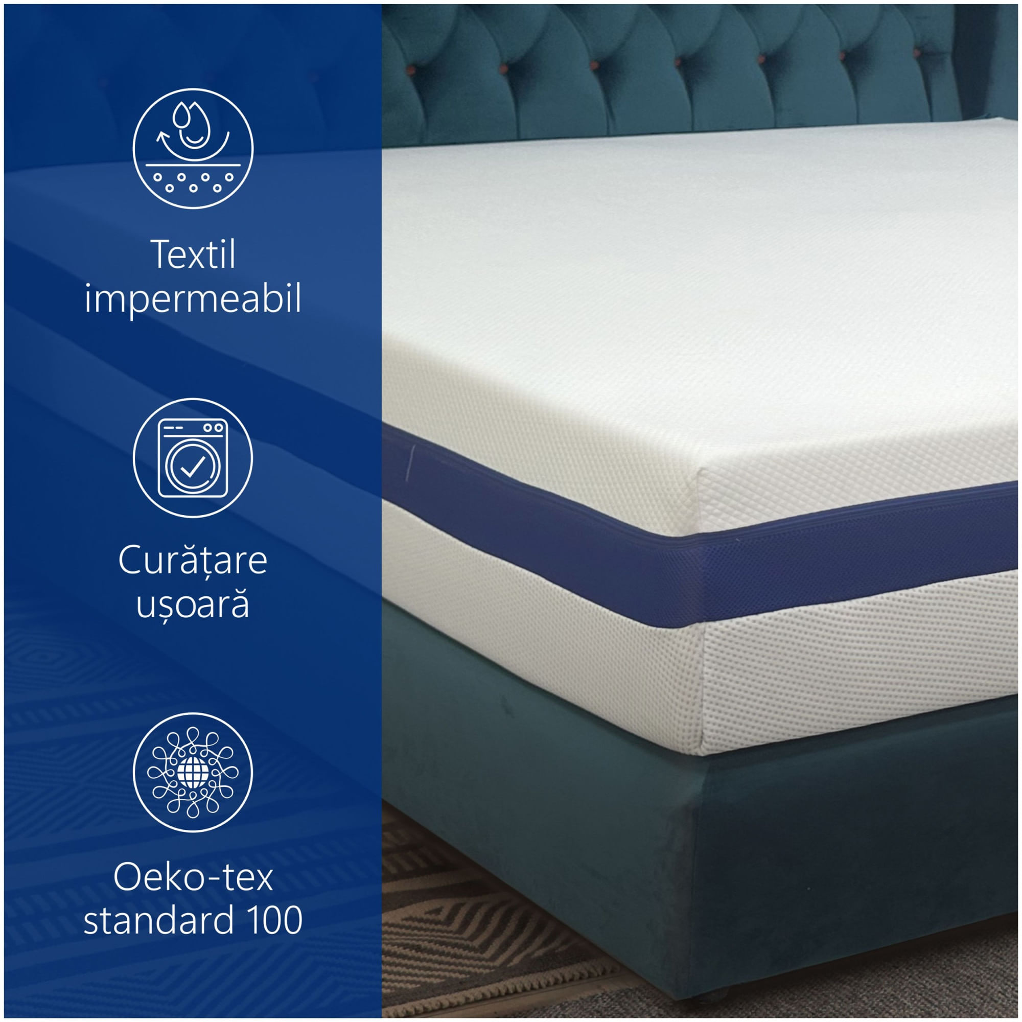 Saltea ortopedica impermeabila, Best Sleep, Jubilly, 120x190x30cm, arcuri impachetate, spuma cu memorie, lavabila — imaginea 5