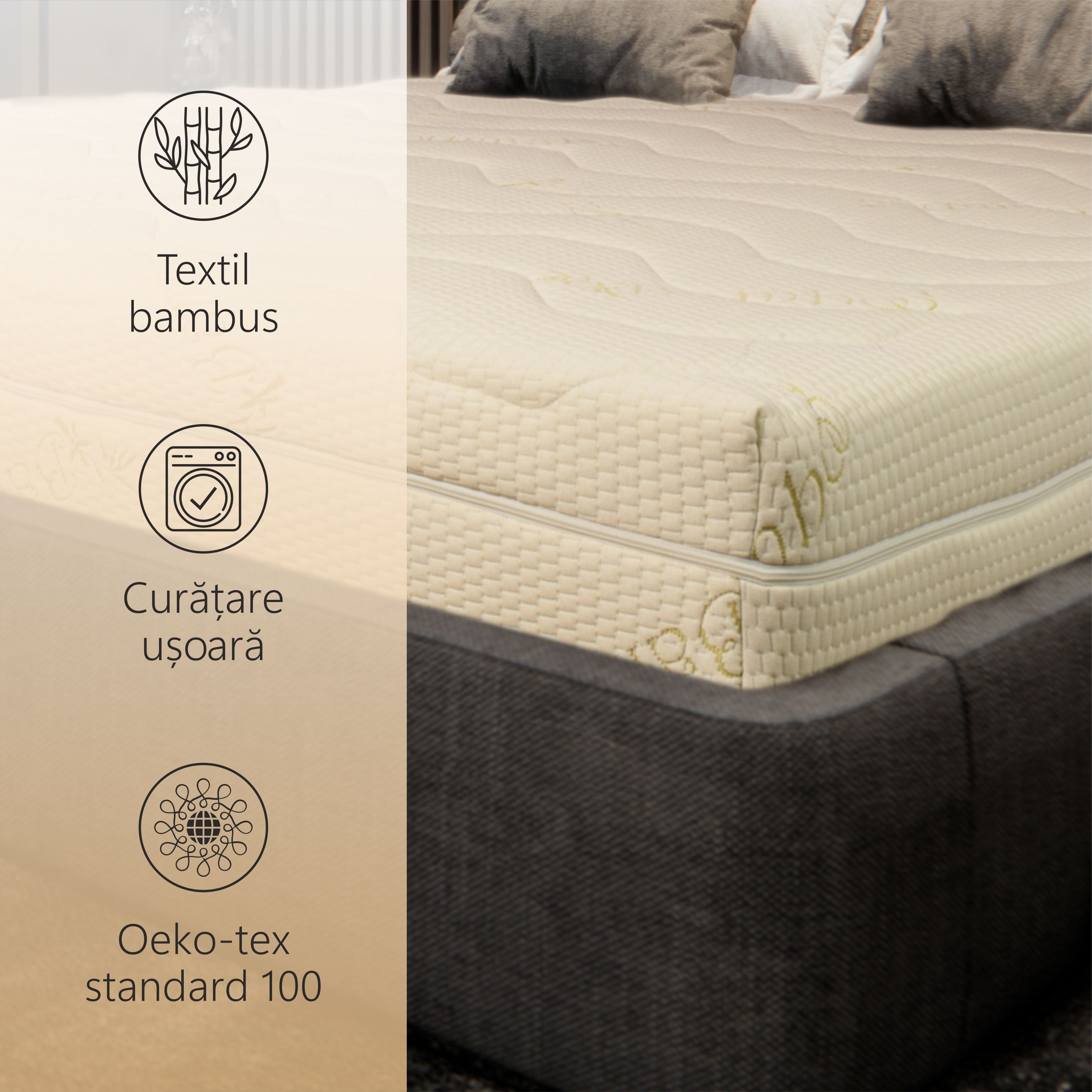 Saltea Ortopedica, Best Sleep, Best Bambus, 120x200x29 cm, 20+4+4+1, Spuma poliuretanica,latex cool gel, hipoalergenica — imaginea 2