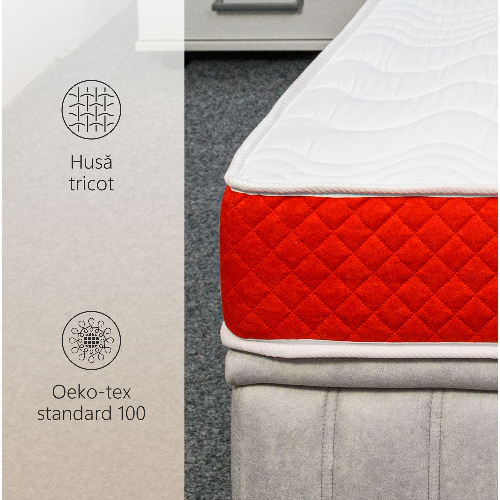 Saltea ortopedica BEST SLEEP Diamond Red DoubleSide, 180x190x12, spuma poliuretanica, hipoalergenica, reversibila, ferma — imaginea 3