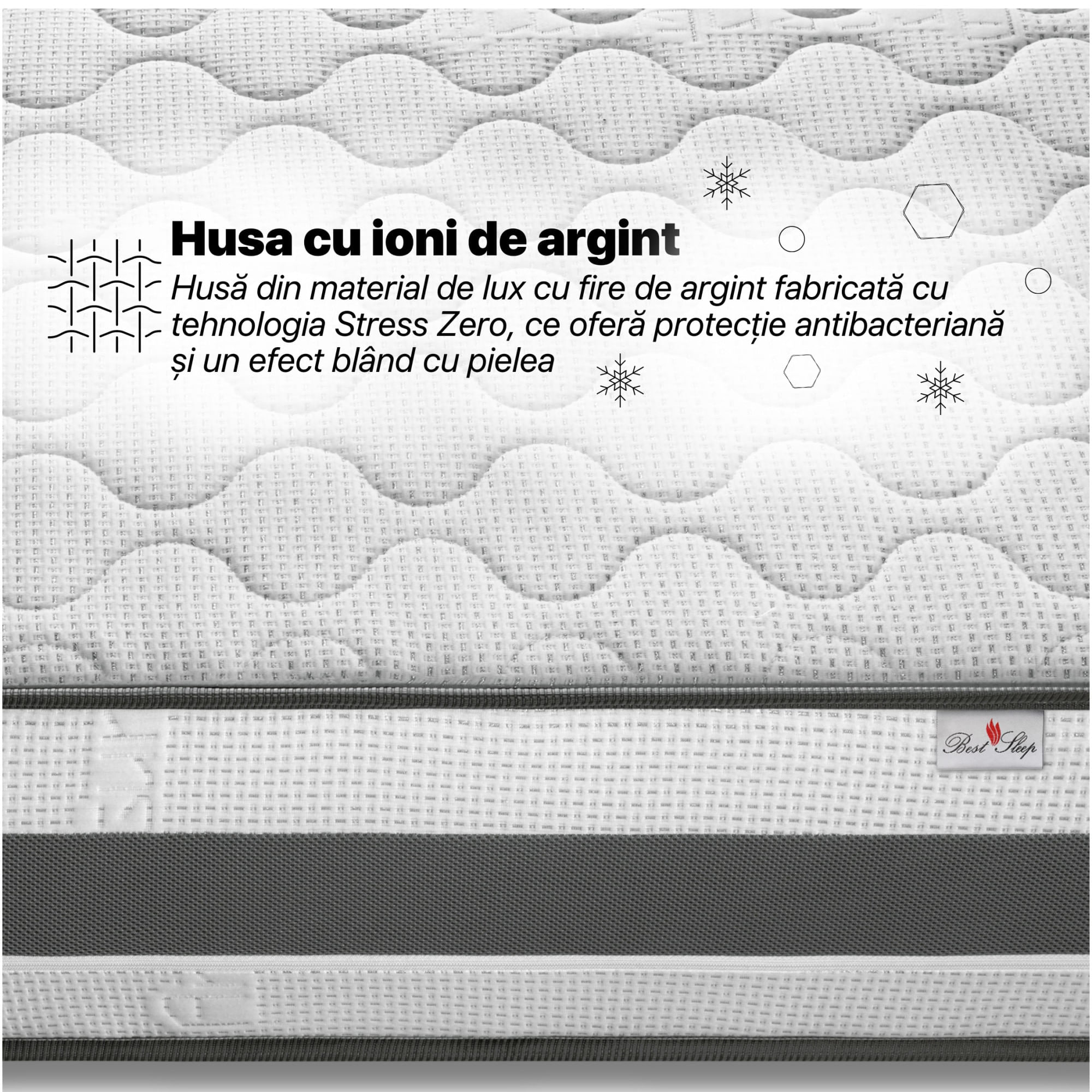 Saltea Ortopedica, Best Sleep, Argentum Cool Memory, 170X200x30 cm, spuma poliuretanica cu particule gel, — imaginea 5