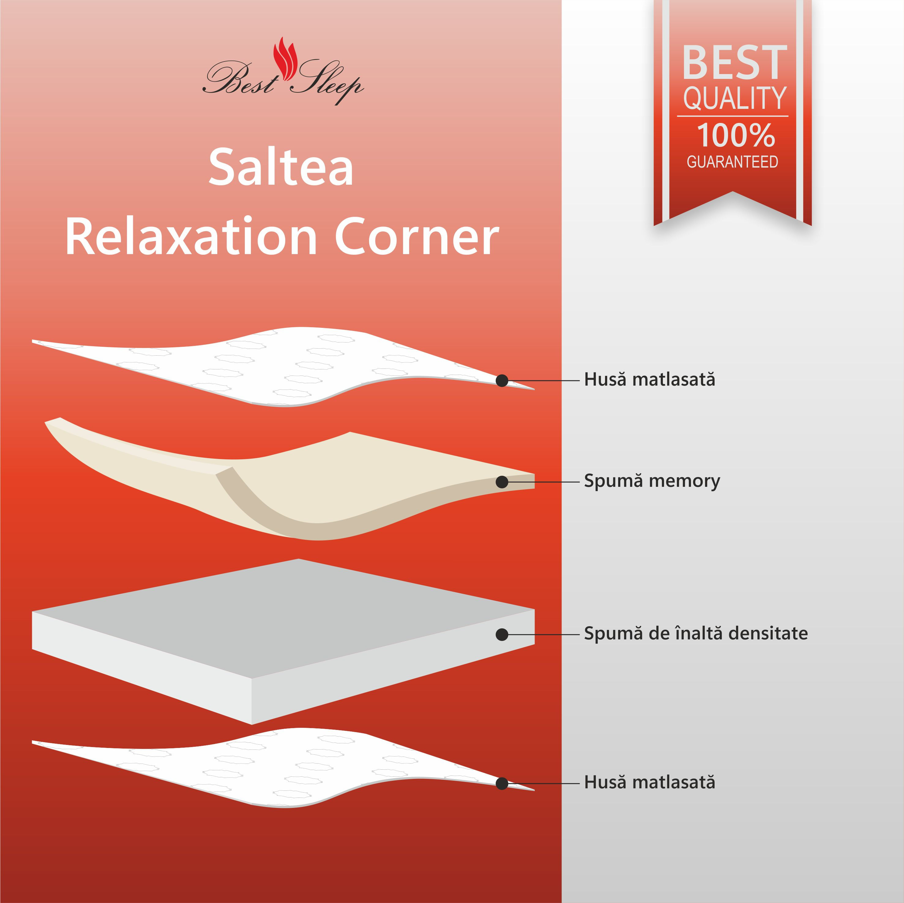 Saltea Ortopedica, Best Sleep, Relaxation Corner Bordeaux 22+5+1,180x200x28cm, spuma Poliuretanica cu memorie — imaginea 4