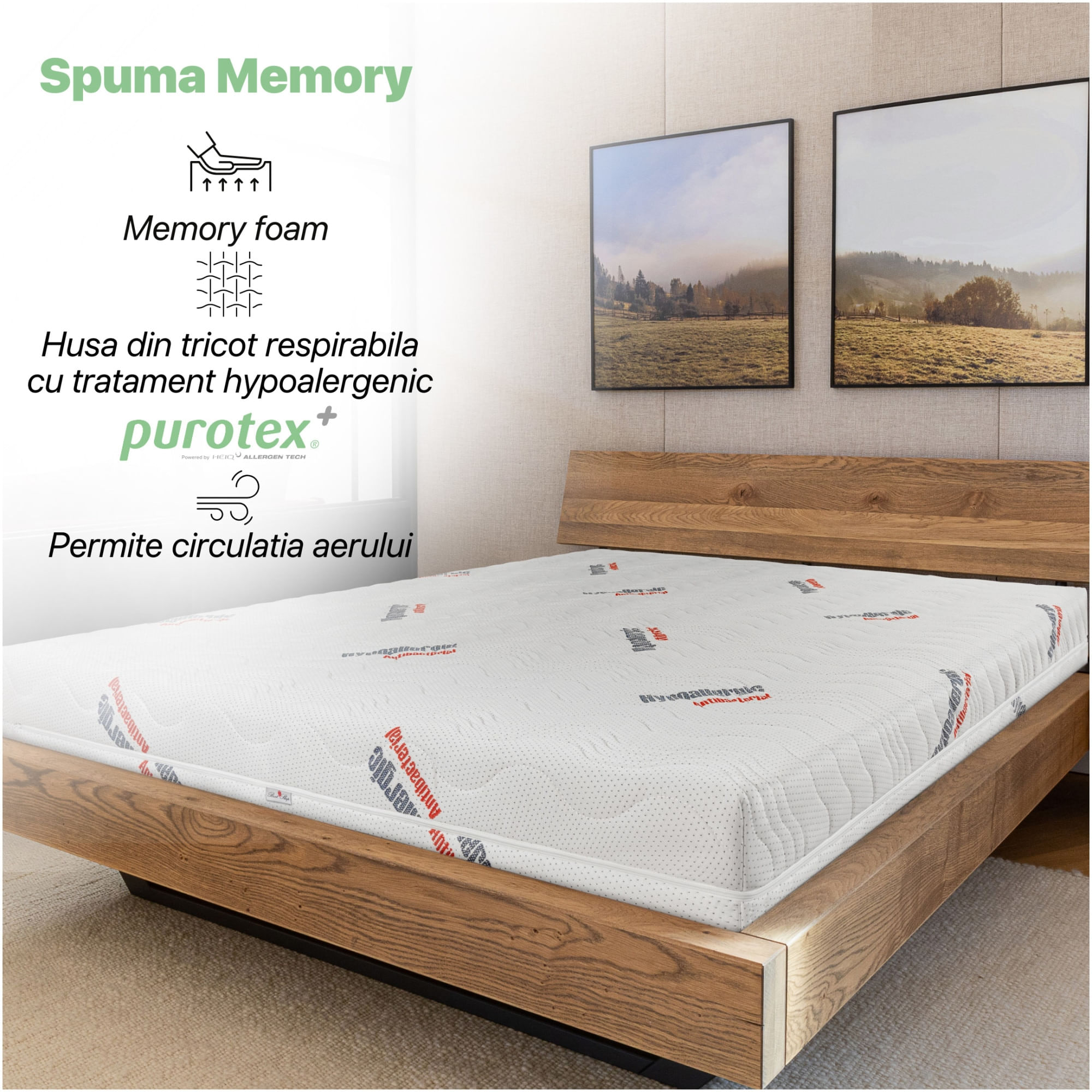 Saltea Ortopedica, Best Sleep, Bliss Hypoalergenic Med 100X200x23 cm, spuma poliuretanica cu memorie, husa detasabila — imaginea 4