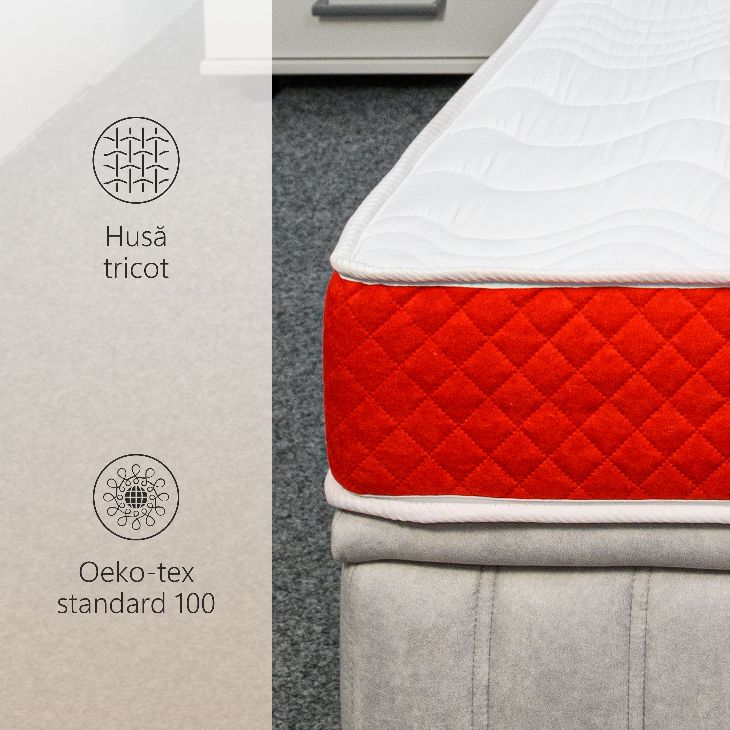 Saltea Ortopedica BEST SLEEP Diamond Red DoubleSide, 85x190x18cm, spuma poliuretanica, hipoalegenic, reversibila, ferma — imaginea 5