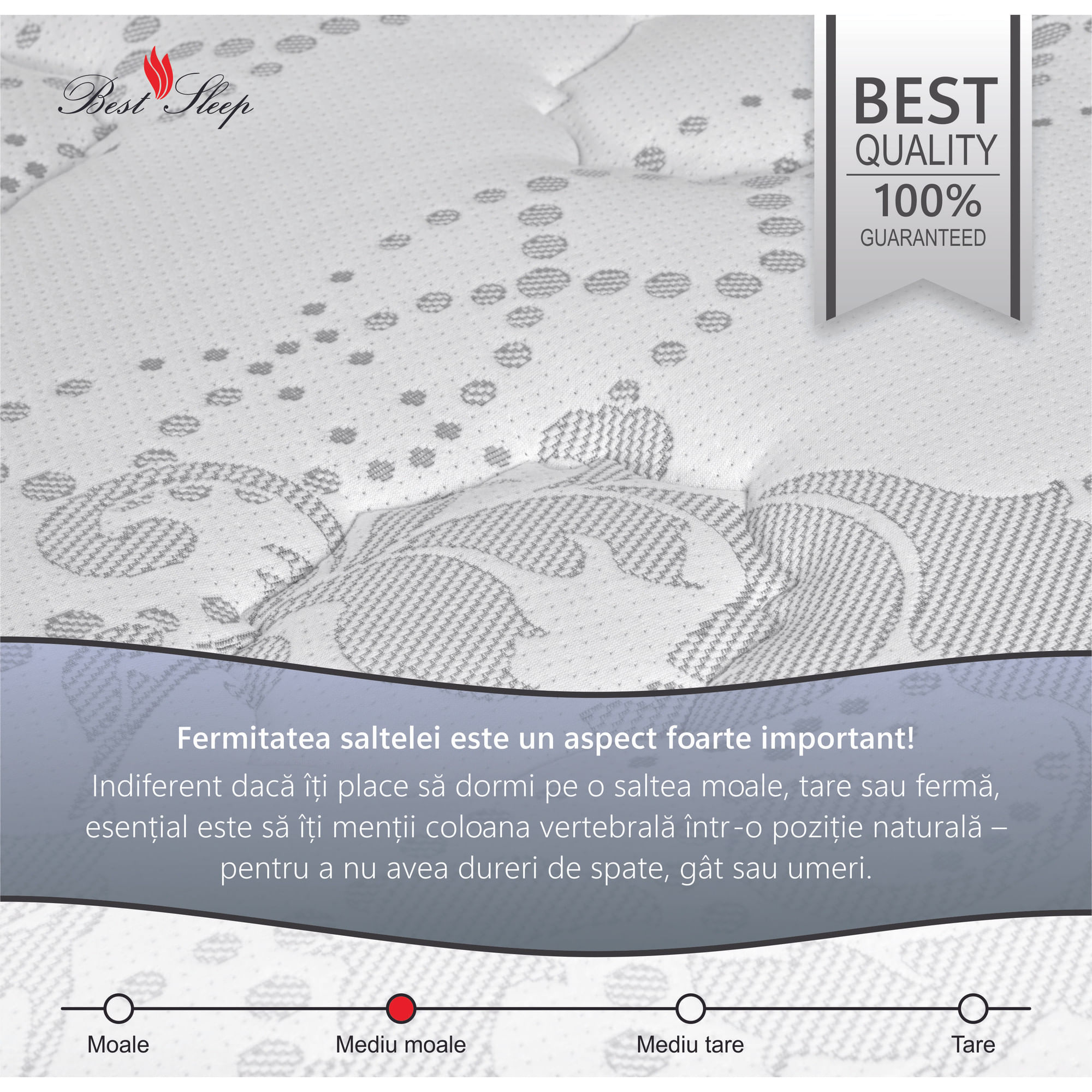 Saltea ortopedica, Best Sleep, Total Care, 190x200x30 cm, Spuma Poliuretanica, Spuma Memory Matlasata in Husa — imaginea 5