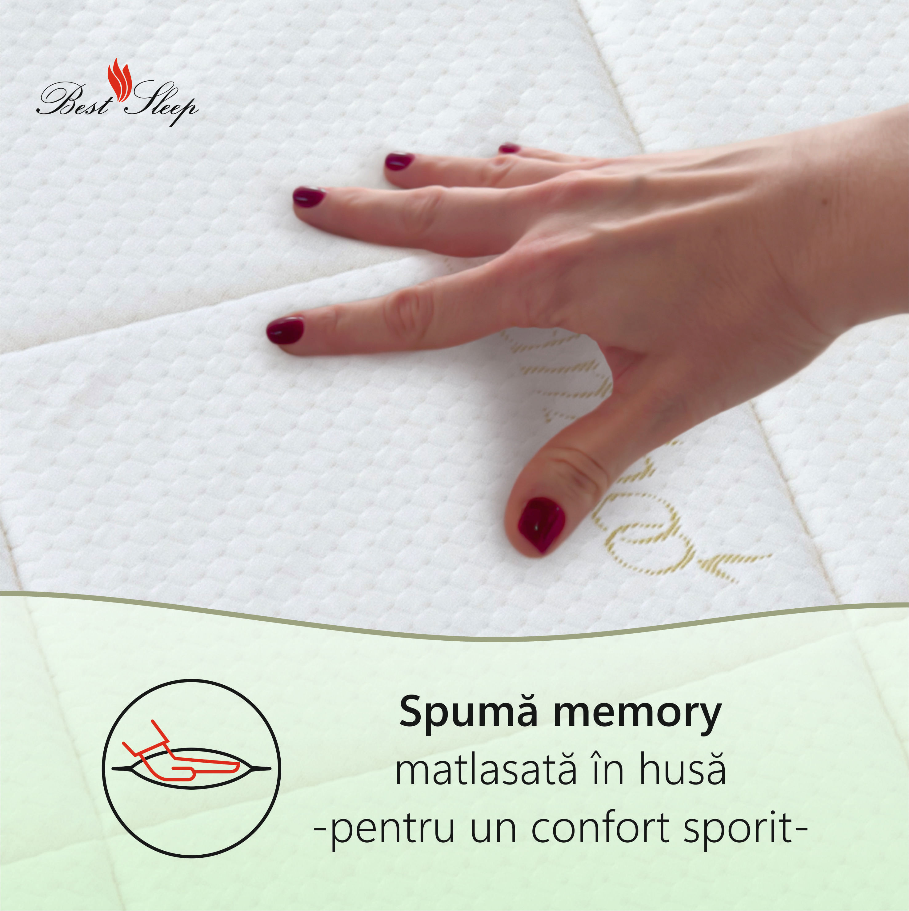 Saltea Ortopedica, Best Sleep, Vitality Bambus 12+2+6, 160x190x20cm, spuma poliuretanica cu memorie si fibre de cocos — imaginea 6
