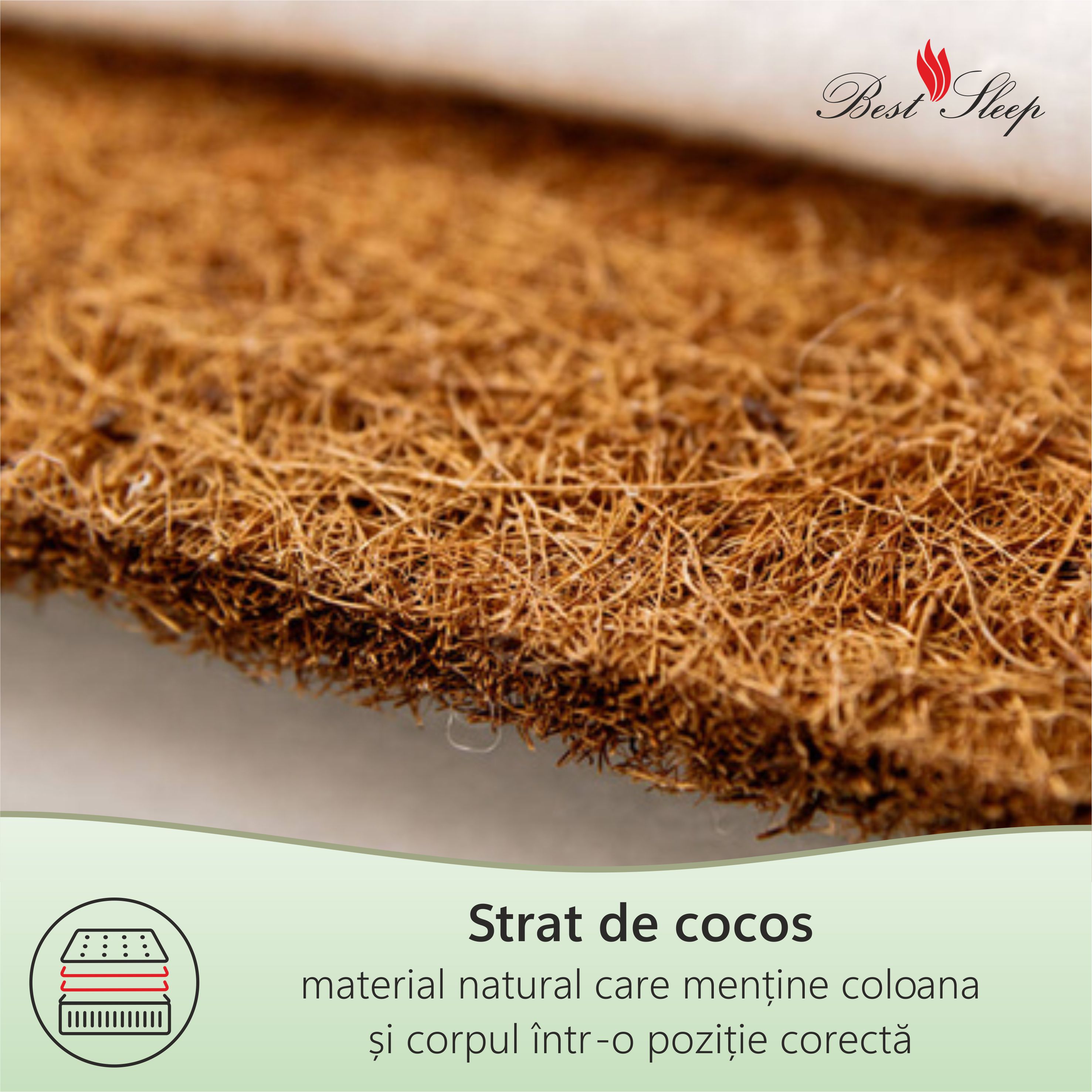 Saltea Ortopedica, Best Sleep, Vitality Bambus 12+2+6, 75x190x20 cm, spuma poliuretanica cu memorie si fibre de cocos — imaginea 3