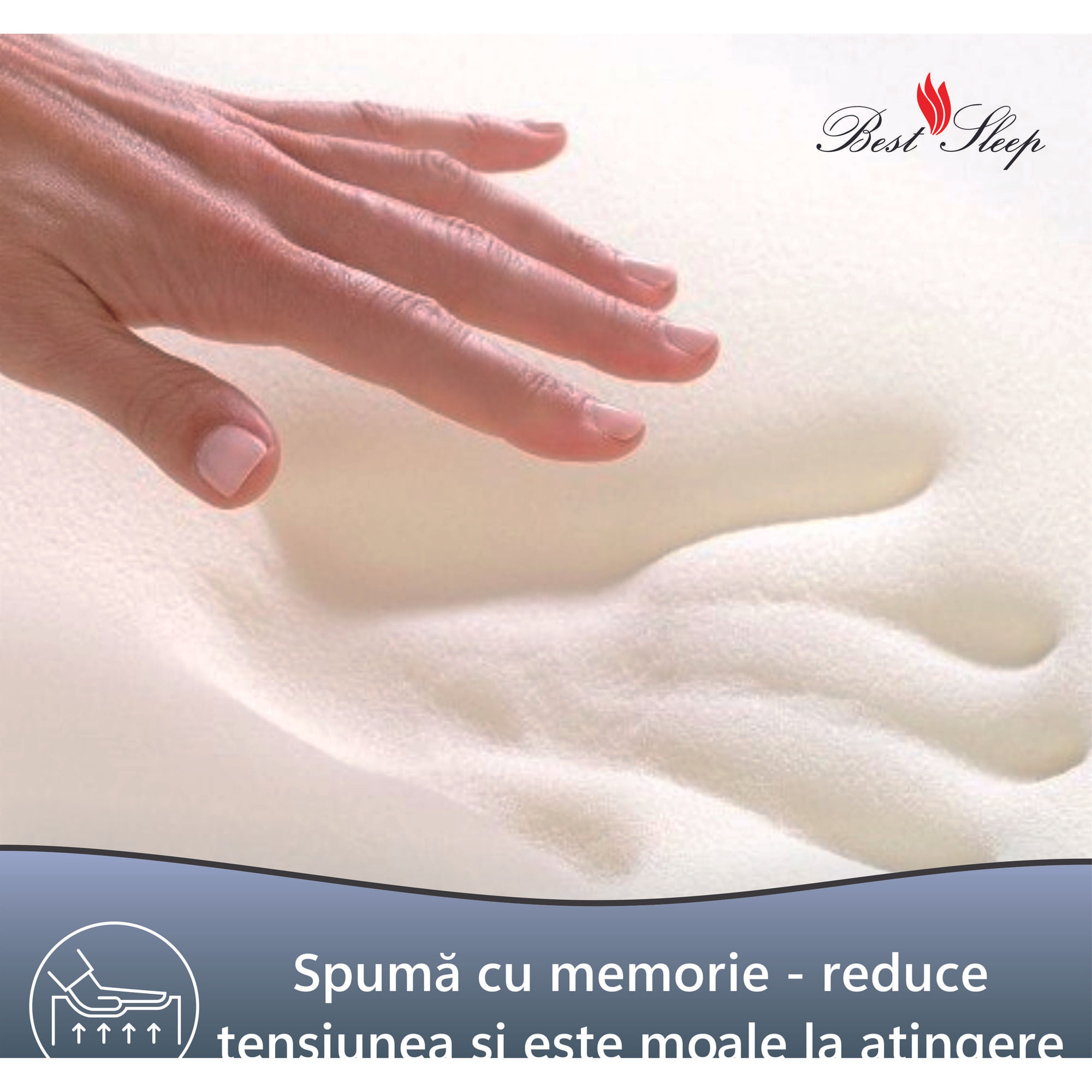 Saltea ortopedica, Best Sleep, Total Care, 120x190x30 cm, Spuma Poliuretanica, Spuma Memory Matlasata in Husa — imaginea 2