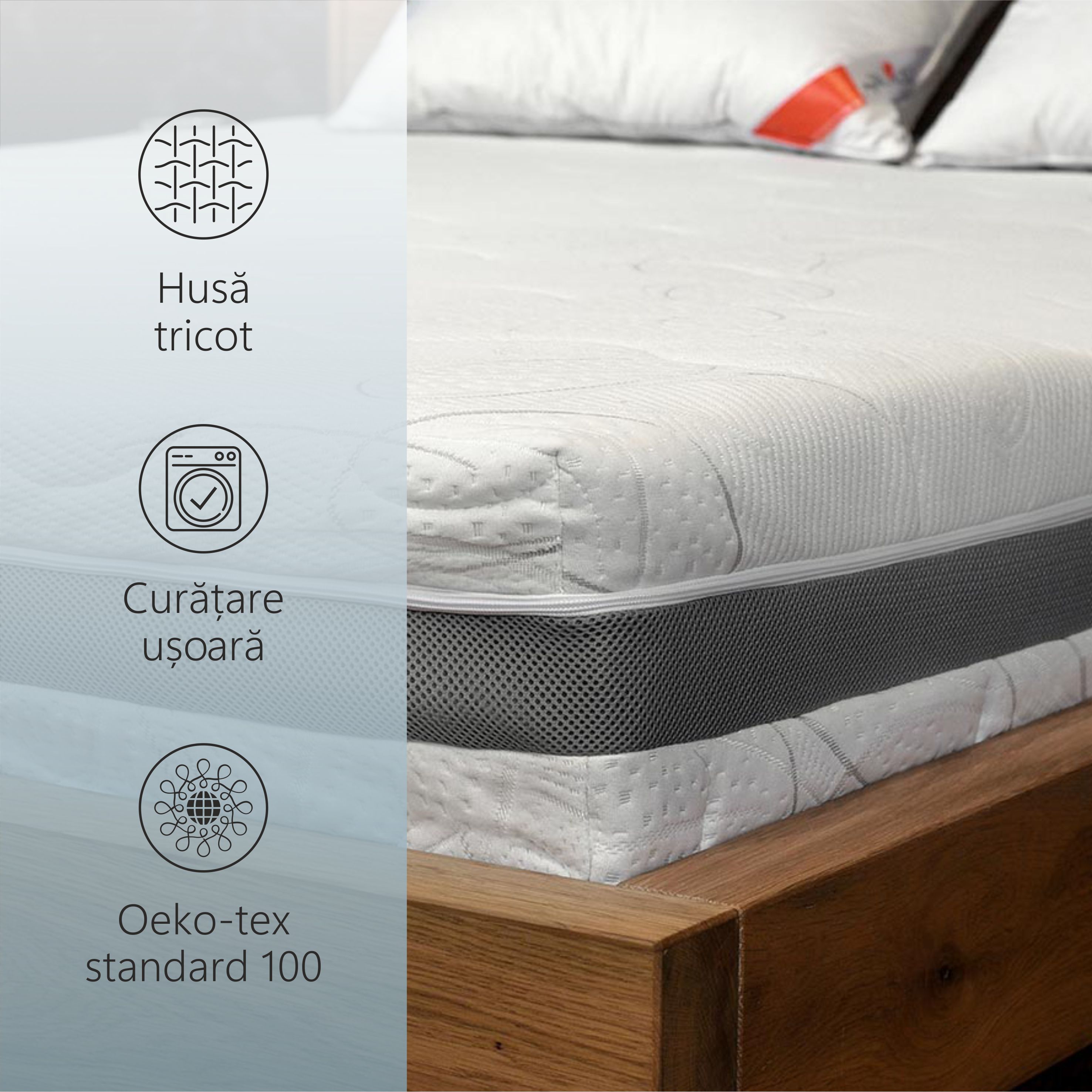Saltea ortopedica BEST SLEEP Latex Lux, 80x200x23cm, cu latex, hipoalergenic, antibacterian, ferma — imaginea 3