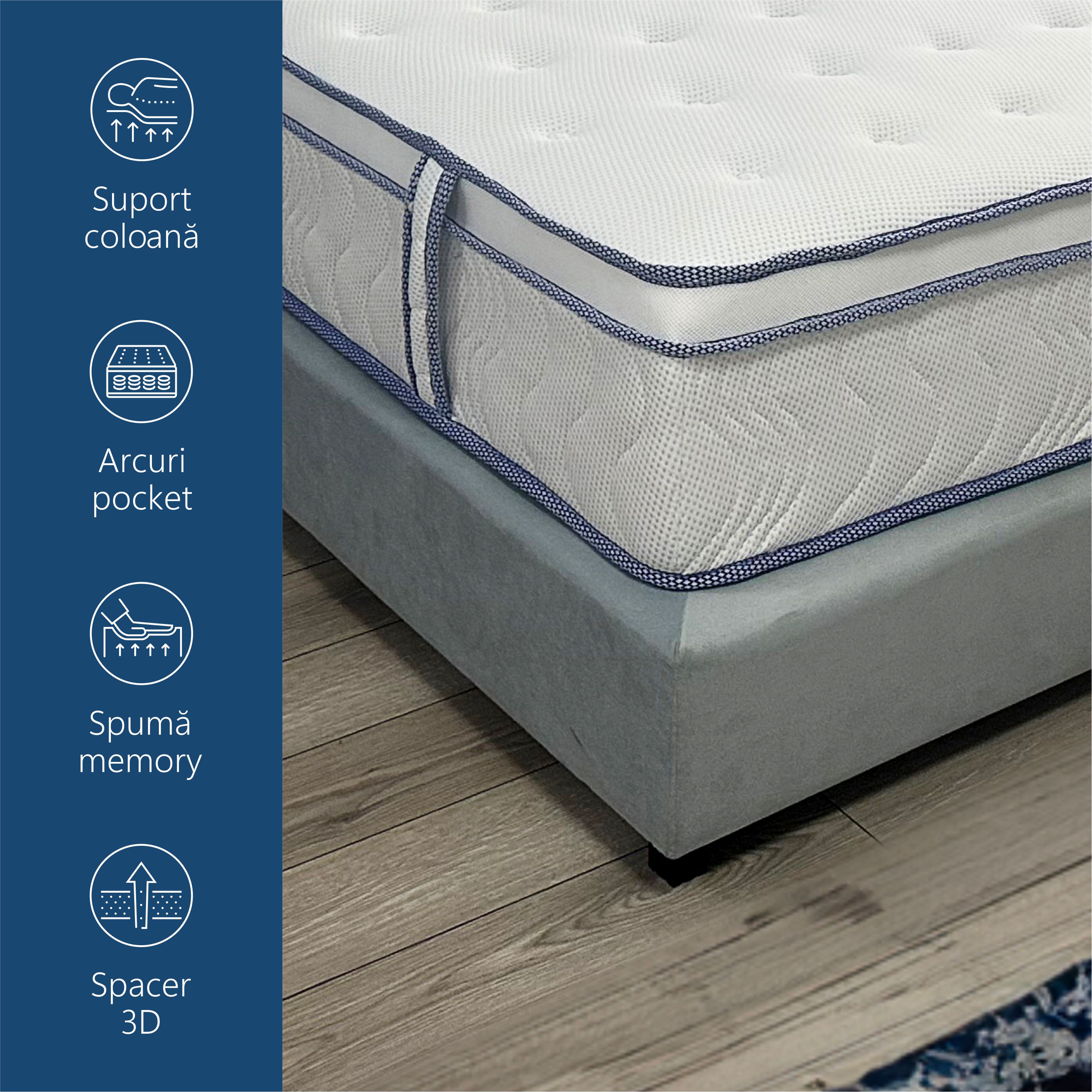 Saltea superortopedica Best Sleep, Ressort, 140x200x30, arcuri impachetate, spuma memory, fermitate medie — imaginea 5
