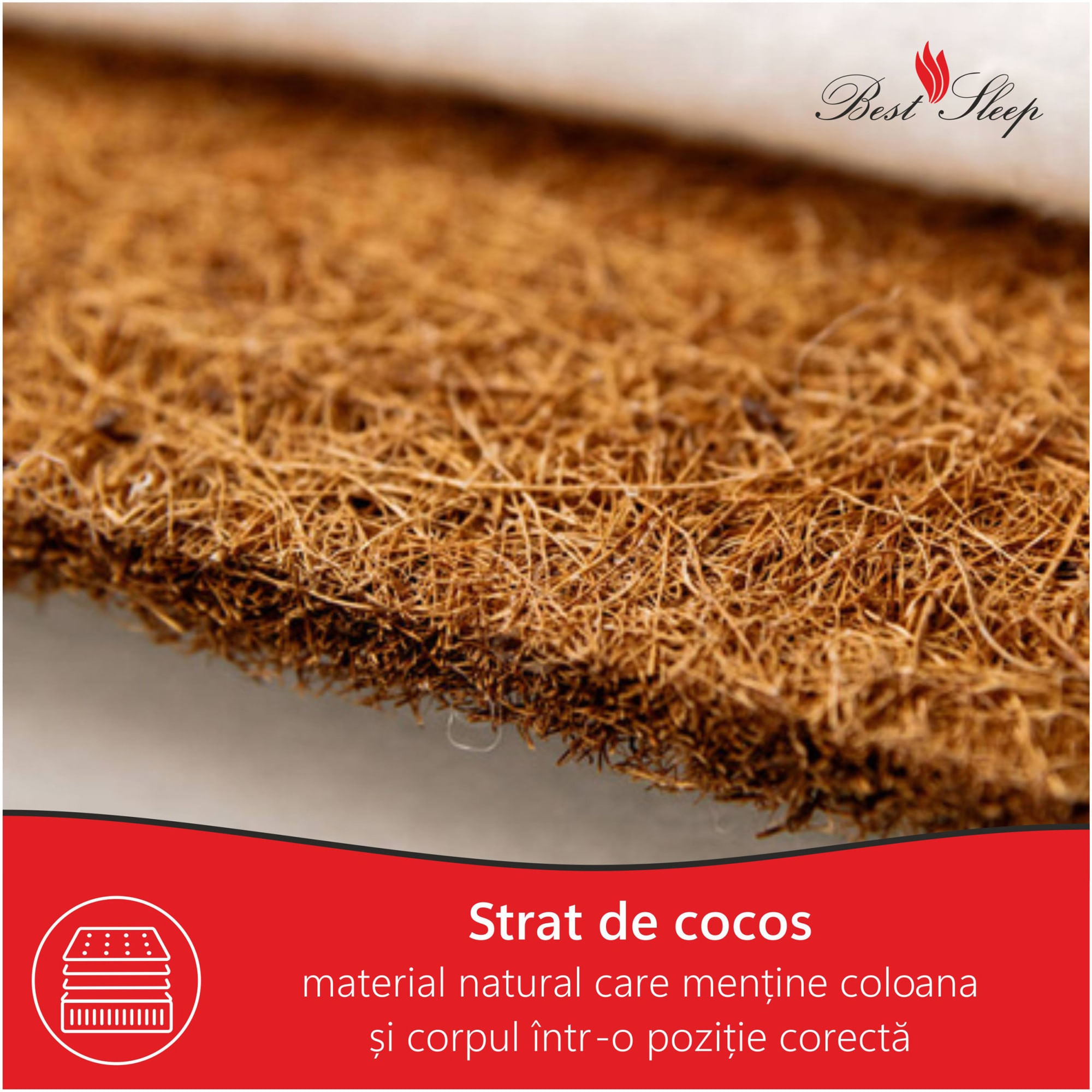Saltea ortopedica, Best Sleep Grande, pentru persoane cu greutate, 70x190x30 cm, spuma cu memorie, cocos, Tencel — imaginea 5