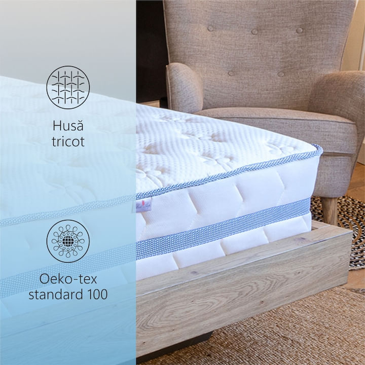 Saltea Ortopedica, Best Sleep, Infinity Blue 150x190x35 cm, spuma poliuretanica si arcuri ambalate individual — imaginea 2