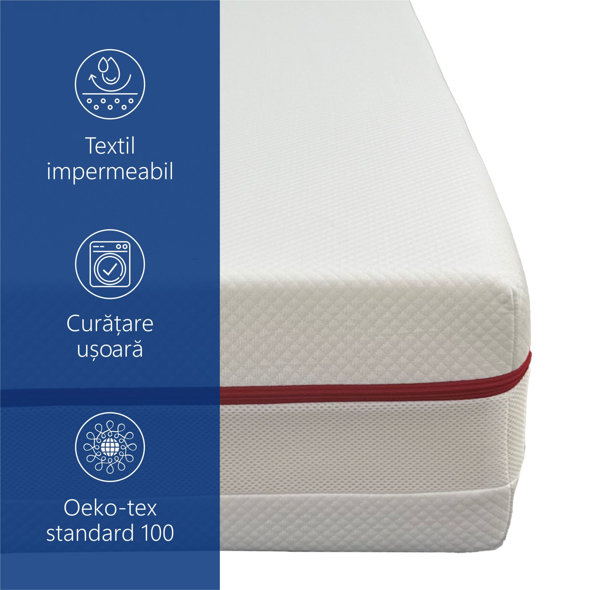 Saltea ortopedica impermeabila, Best Sleep, Relaxody, 190x190x25cm, spuma poliuretanica, spuma cu memorie, lavabila — imaginea 3