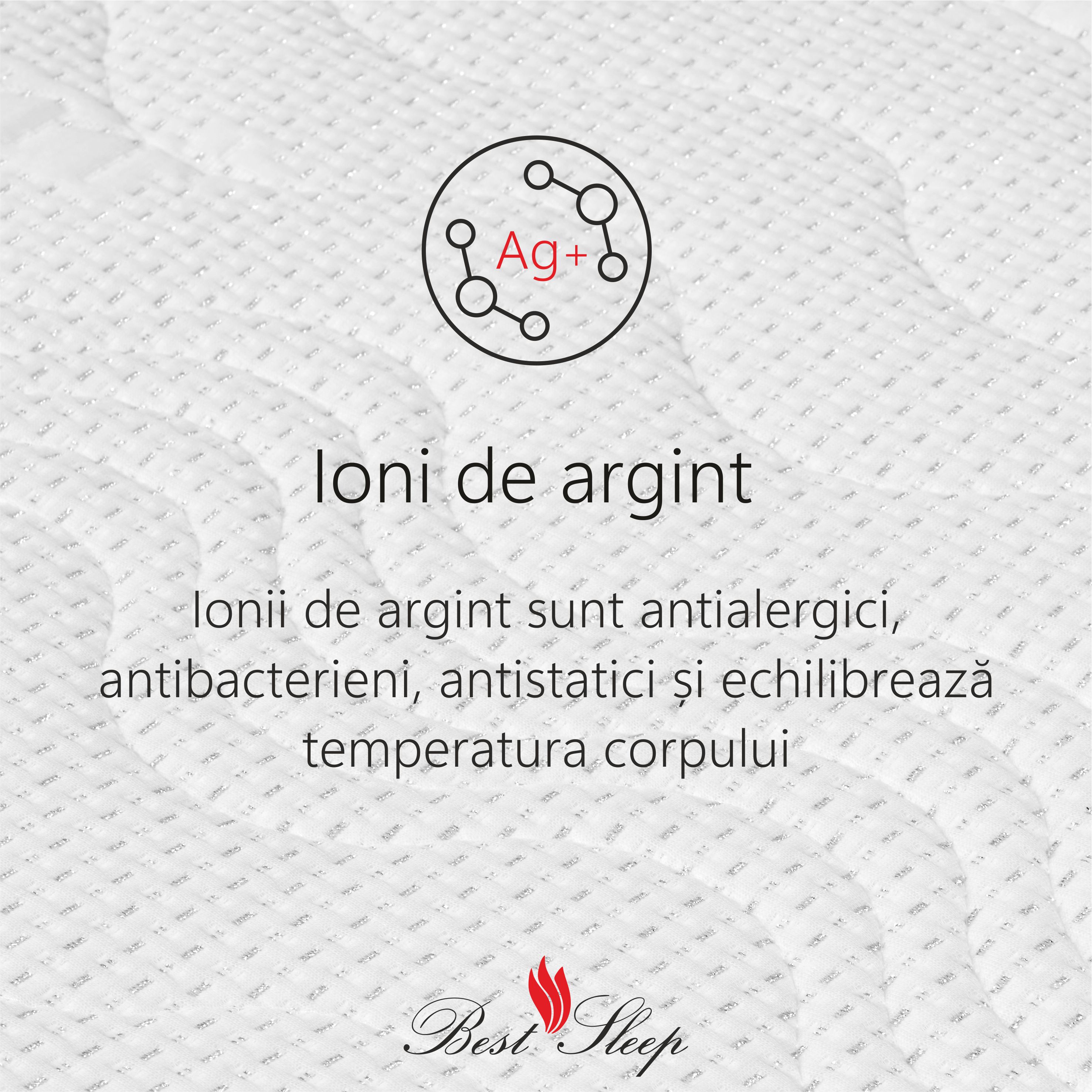 Saltea Ortopedica, Best Sleep, Silver Sleep Argentum 22+5+1,110x190x28 cm, spuma cu memorie, fir cu ioni de argint — imaginea 4