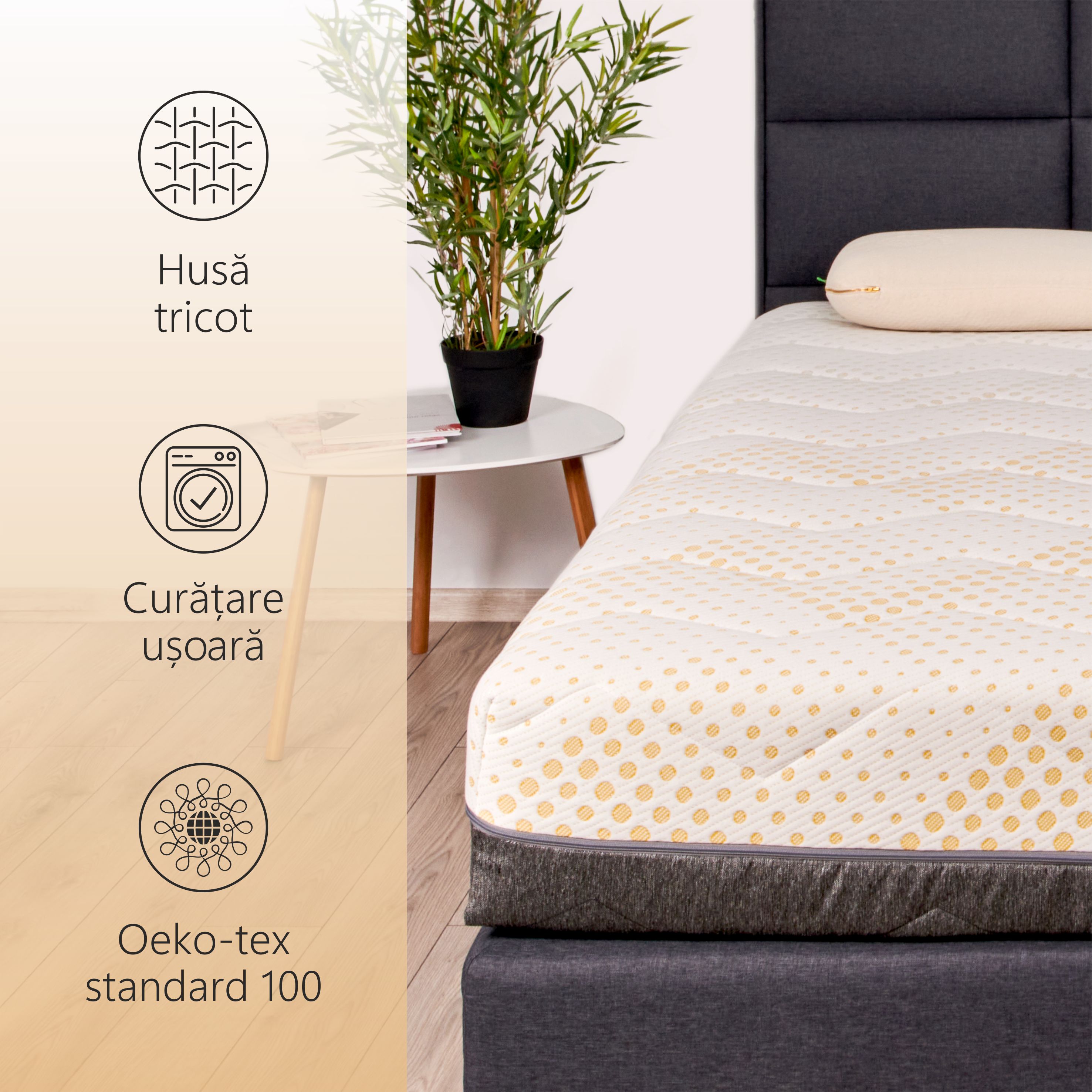 Saltea Ortopedica, Best Sleep, Yellow Diamond, 180x190x25 cm, 20+4+1, latex cool gel, hipoalergenica — imaginea 6