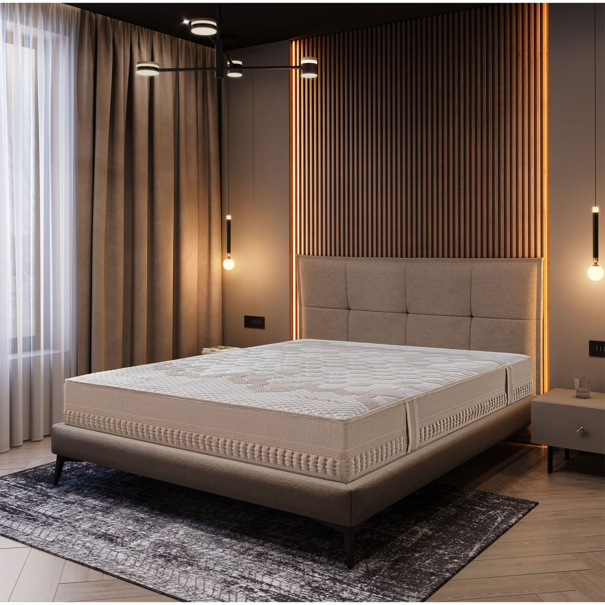 Saltea ortopedica Best Sleep Glamour, 170x200x35cm, Arcuri Pocket, Latex 4 cm, 7 zone de confort, husa bambus — imaginea 4