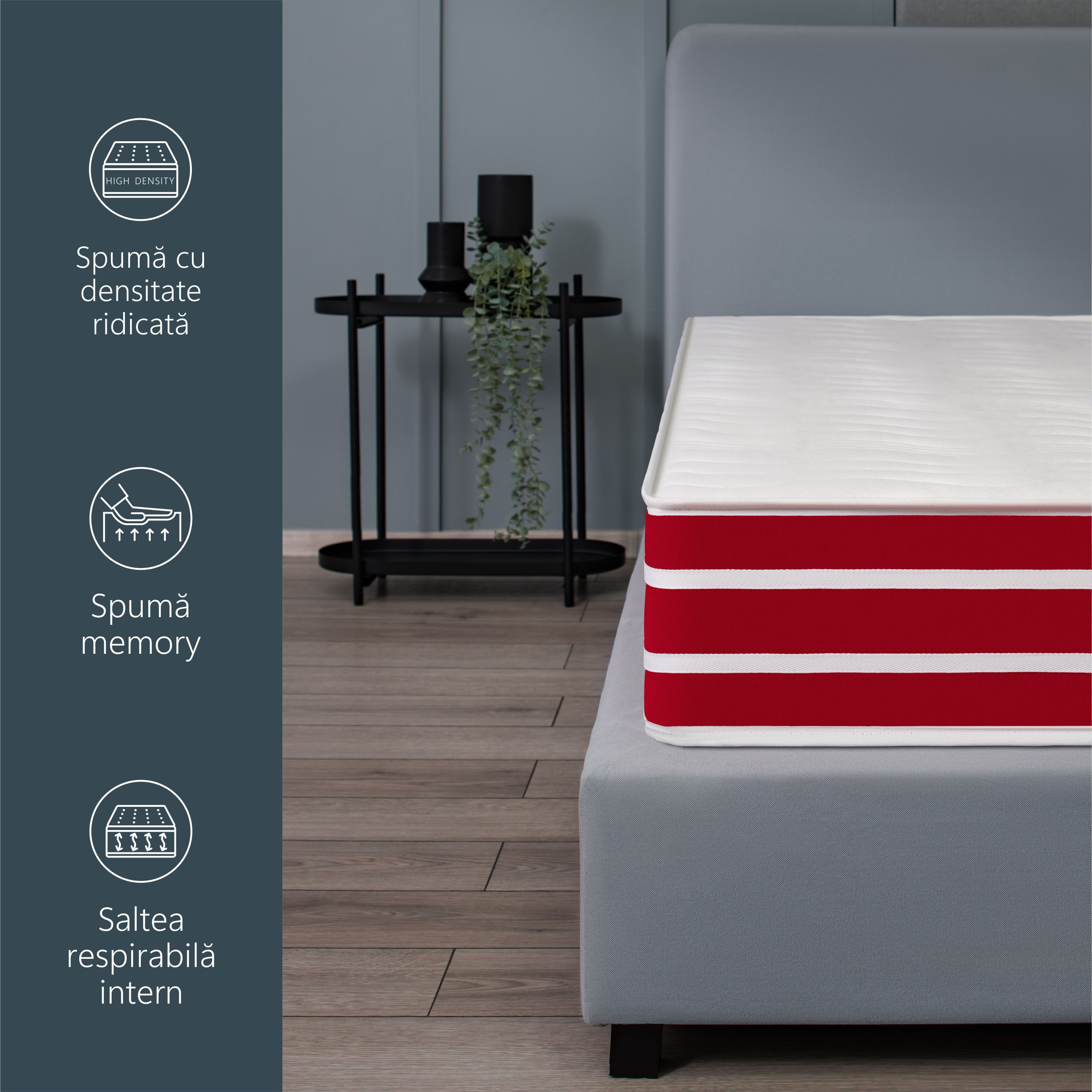 Saltea Ortopedica, Best Sleep, Diamond red plus,90x200x18cm, 14+3 memory, spuma poliuretanica cu memorie — imaginea 2