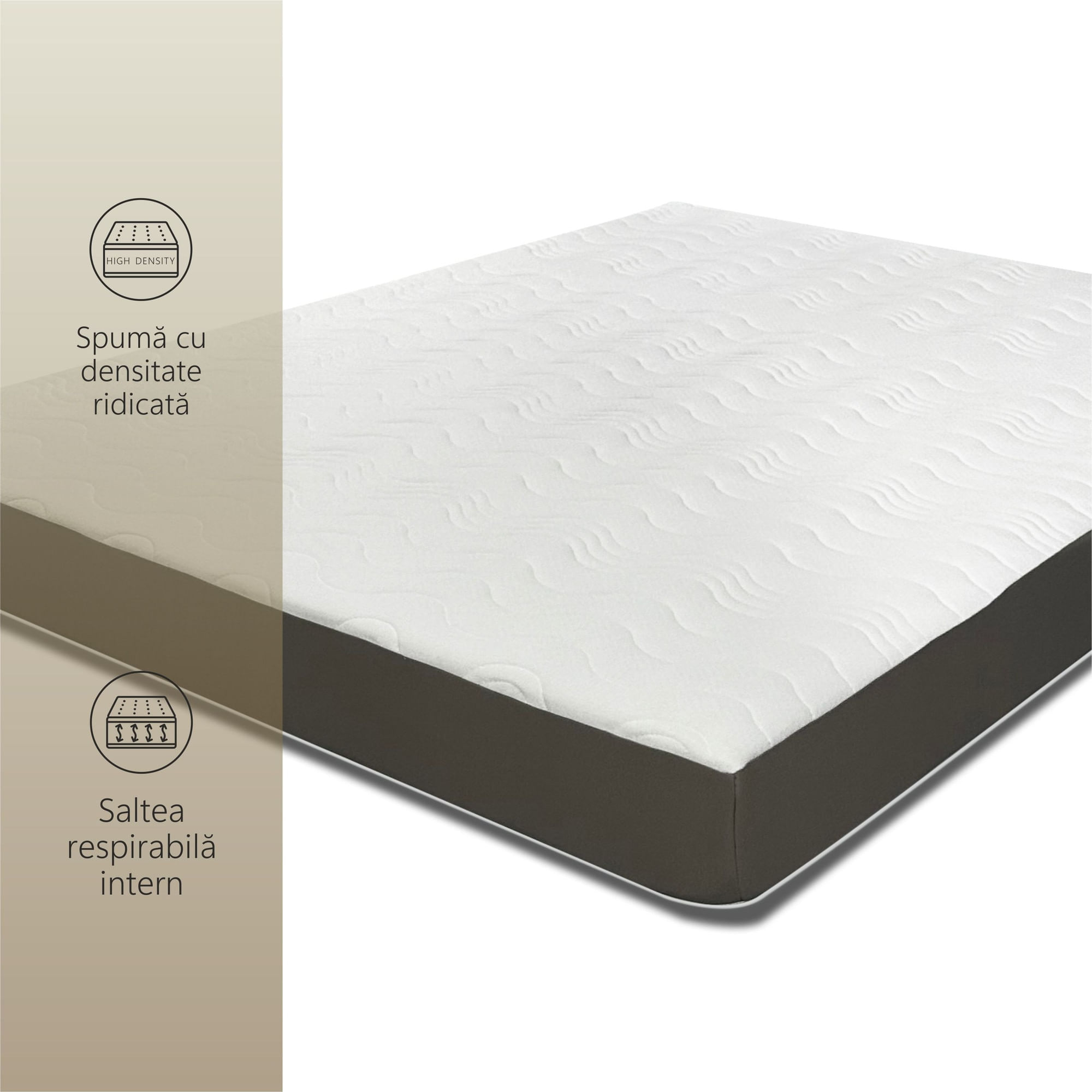 Saltea ortopedica, Best Sleep Color Line Gray, 120x200x14cm, spuma poliuretanica, hipoalegenic, reversibila, ferma — imaginea 4