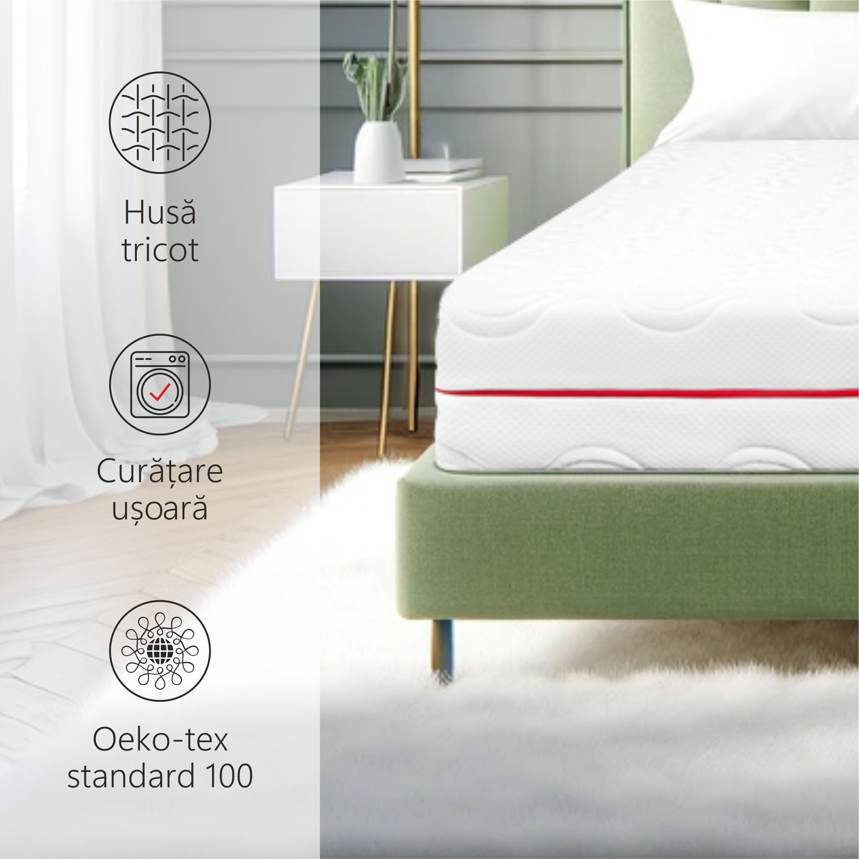 Saltea Ortopedica, BestSleep, Waves,185x195x25 cm,21+4 Memory, spuma poliuretanica cu memorie, husa detasabila — imaginea 5