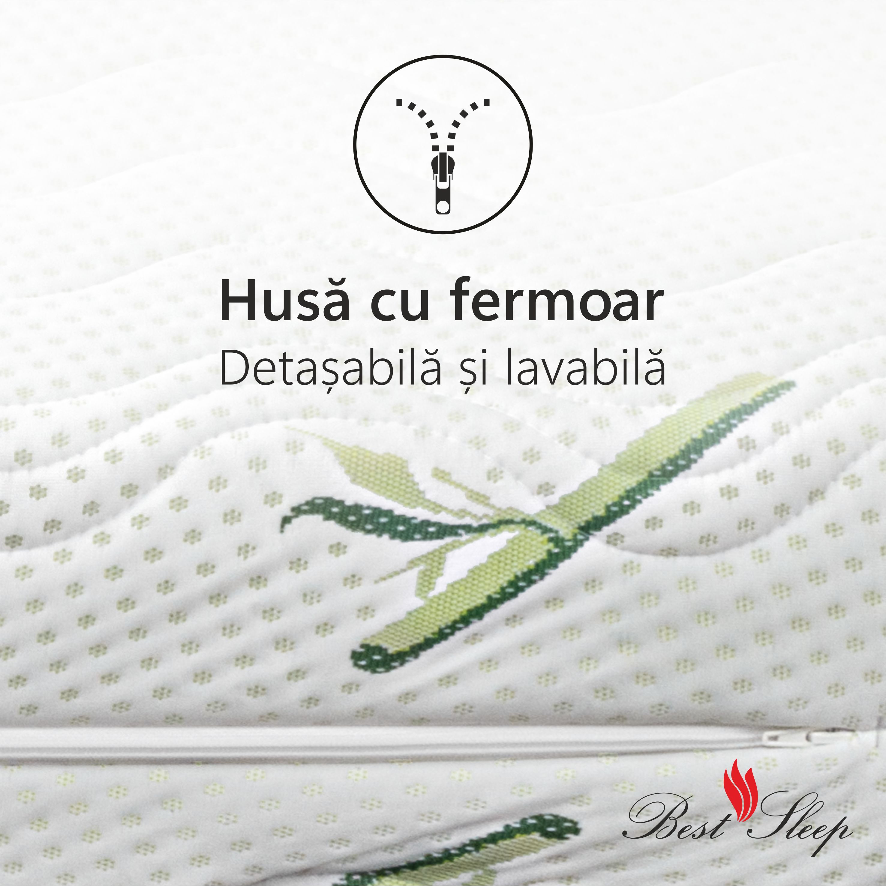 Saltea Ortopedica, Best Sleep Bamboo Feel 20cm, 90x200x20cm, Spuma poliuretanica, , lavabila, matlasata, fibre de bambus