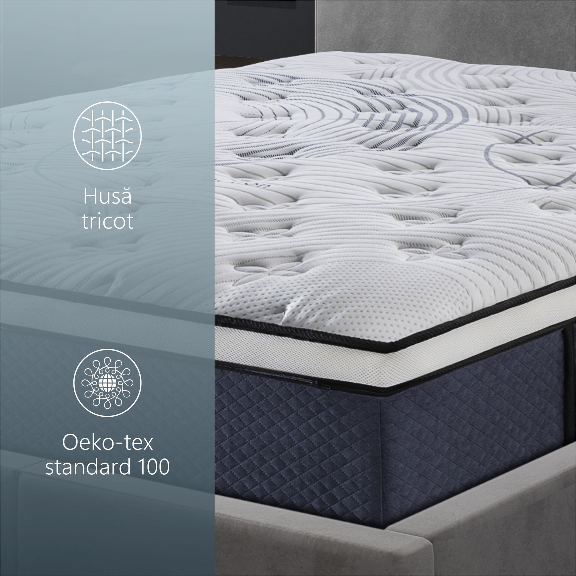 Saltea ortopedica Best Sleep Ocean, 90x200x33cm, Arcuri Pocket, spuma memory, 7 zone de confort, fermitate medie — imaginea 6