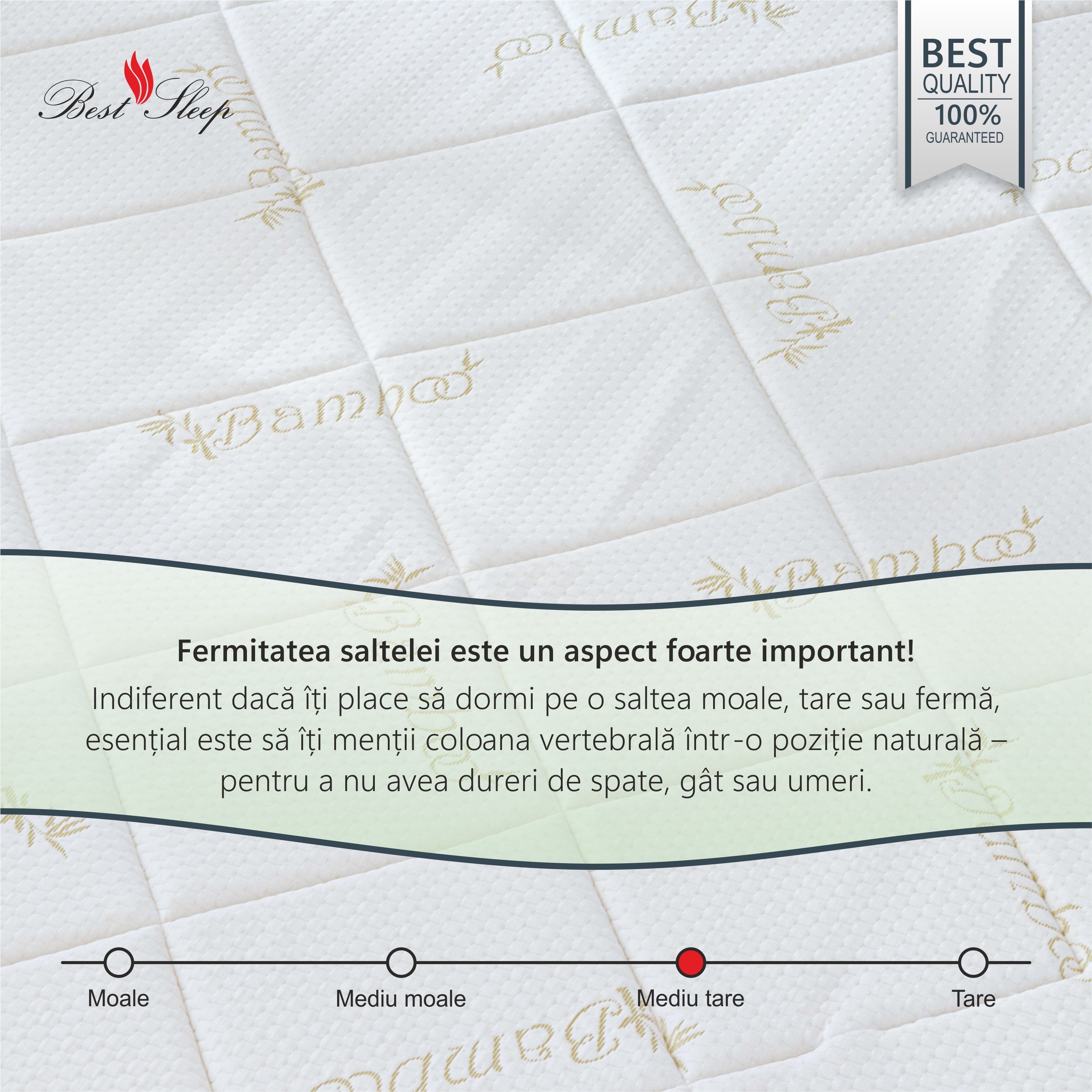Saltea Ortopedica, Best Sleep, Vitality Bambus 12+2+6, 145x200x20 cm, spuma poliuretanica cu memorie si fibre de cocos — imaginea 6