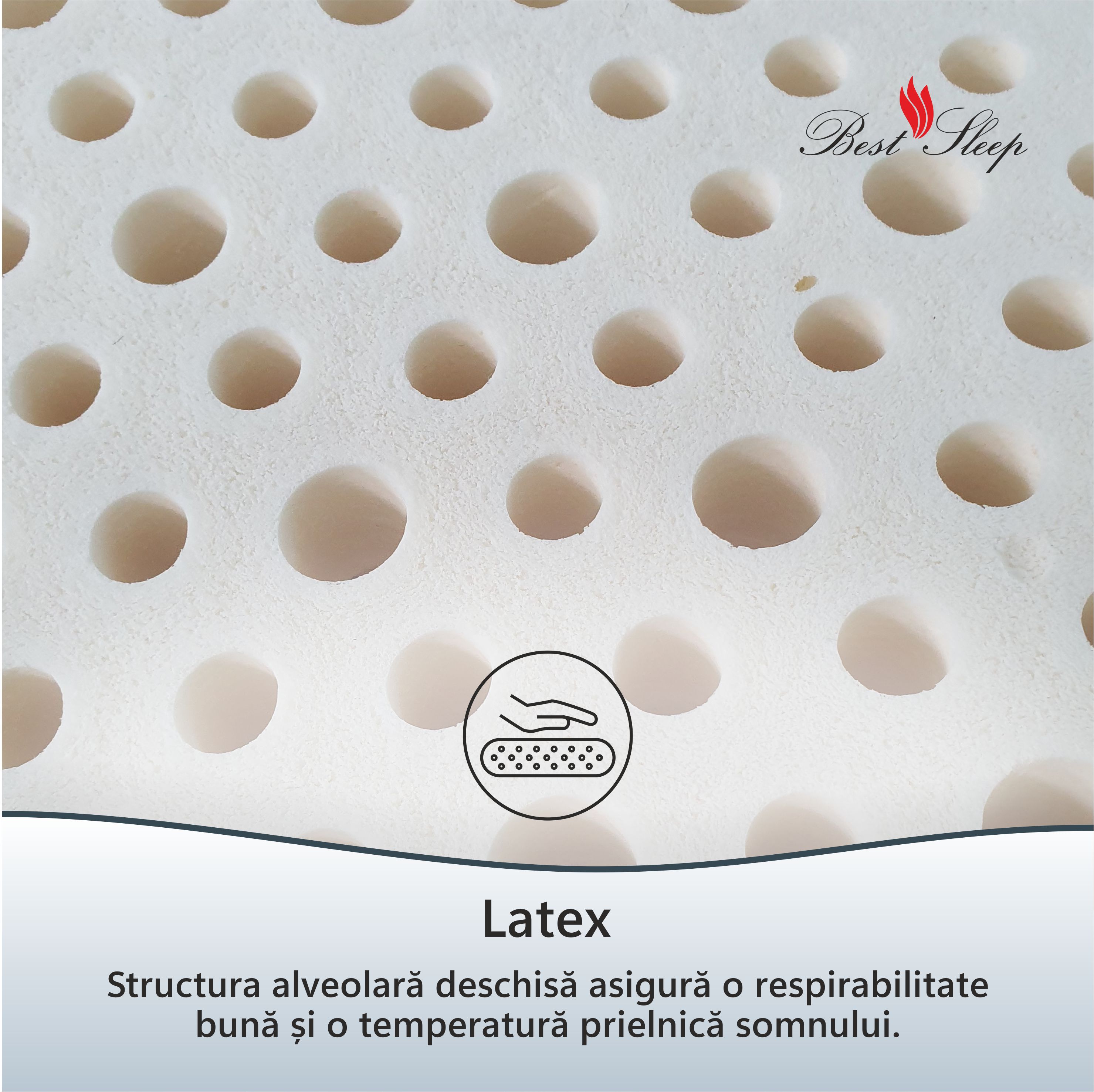 Saltea ortopedica Bestsleep Latex Lux, 72x170x23cm, cu latex, hipoalergenic, antibacterian, ferma — imaginea 5