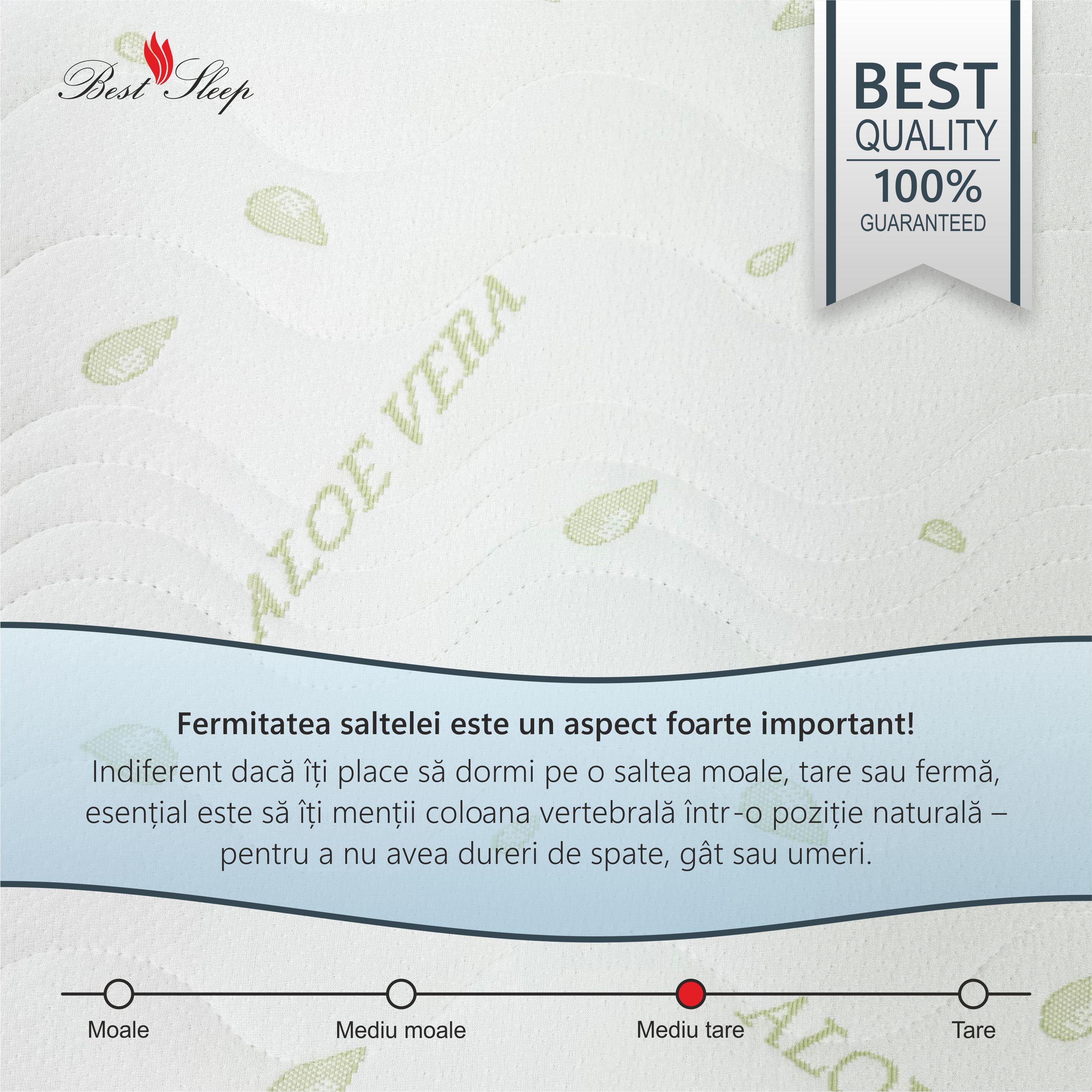 Saltea Ortopedica, Best Sleep, Dream Aloe Vera, 200x200x20cm, spuma poliuretanica cu memorie, hipoalergenic, — imaginea 3