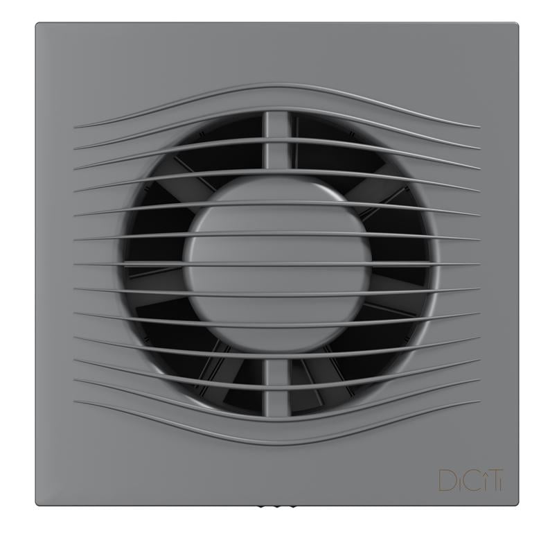 Ventilator de perete VentEurope ELEGIA100BDGM, patrat, diametru 100 mm, debit 100 mc/h, 7.8W, IP45, silentios, Gri Metal