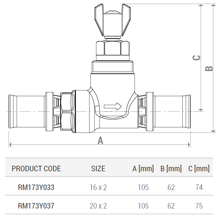 Robinet cu bila Giacomini RM173Y033, pentru teava multistrat 16x2 mm, sistem presare
