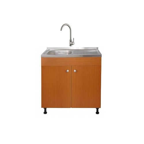 Set Masca Chiuveta Cires 80 cm X 50 cm X 80 cm, chiuveta inox cuva stanga, baterie inox rotunda si sifon scurgere - imagine 2