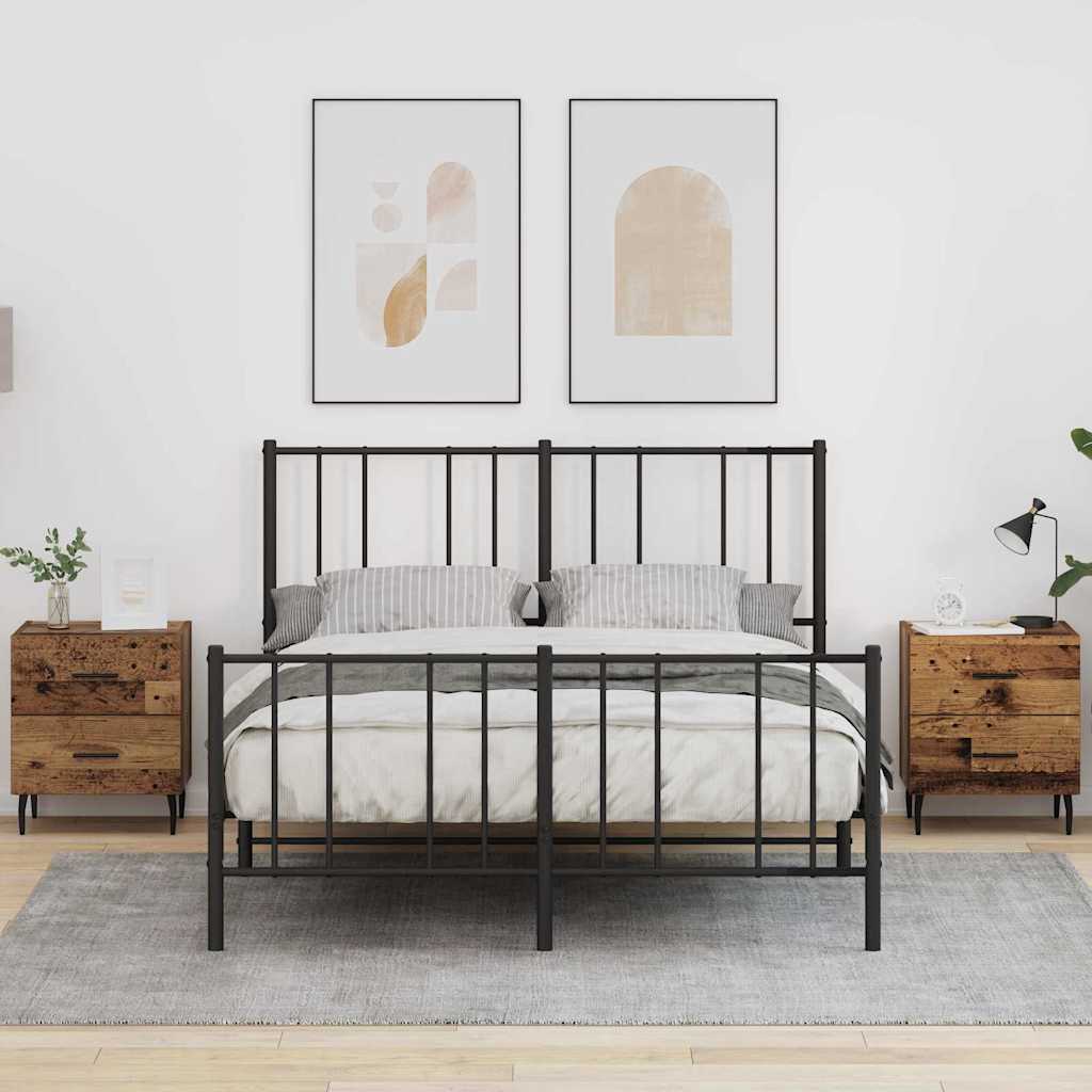 Noptiera cu sertar 2 pcs Lemn vechi 40 x 35 x 47.5 cm — imaginea 2