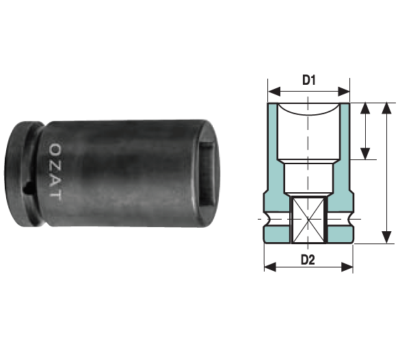 Cap cheie tubulara de impact 3/4'' 4 laturi, scurt 17