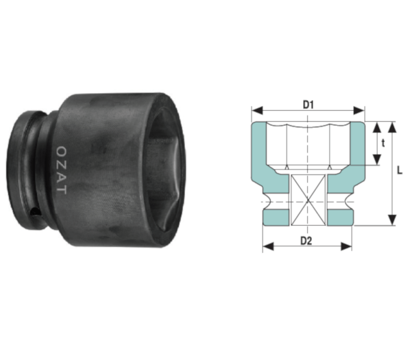 Cap cheie tubulara de impact 1'' 6 laturi, scurt 3 15/16''