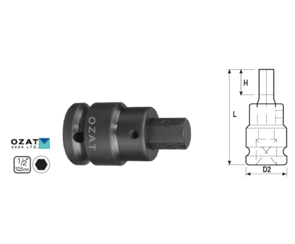 Cap cheie tubulara impact 1/2'', profil hexagon exterior 14