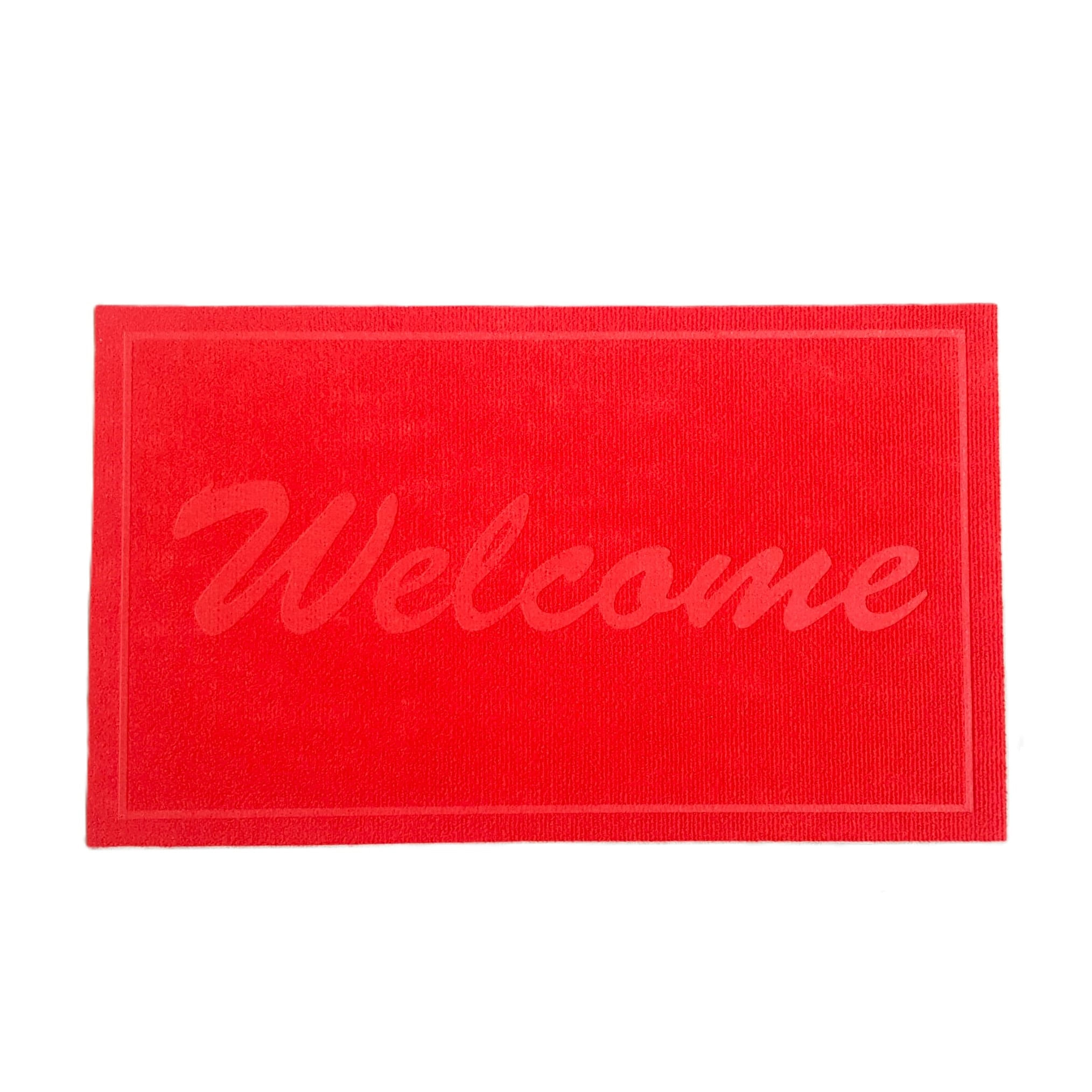 Covoras intrare - Welcome uni, 45x75 cm, antiderapant 100% pvc, rosu - imagine 2