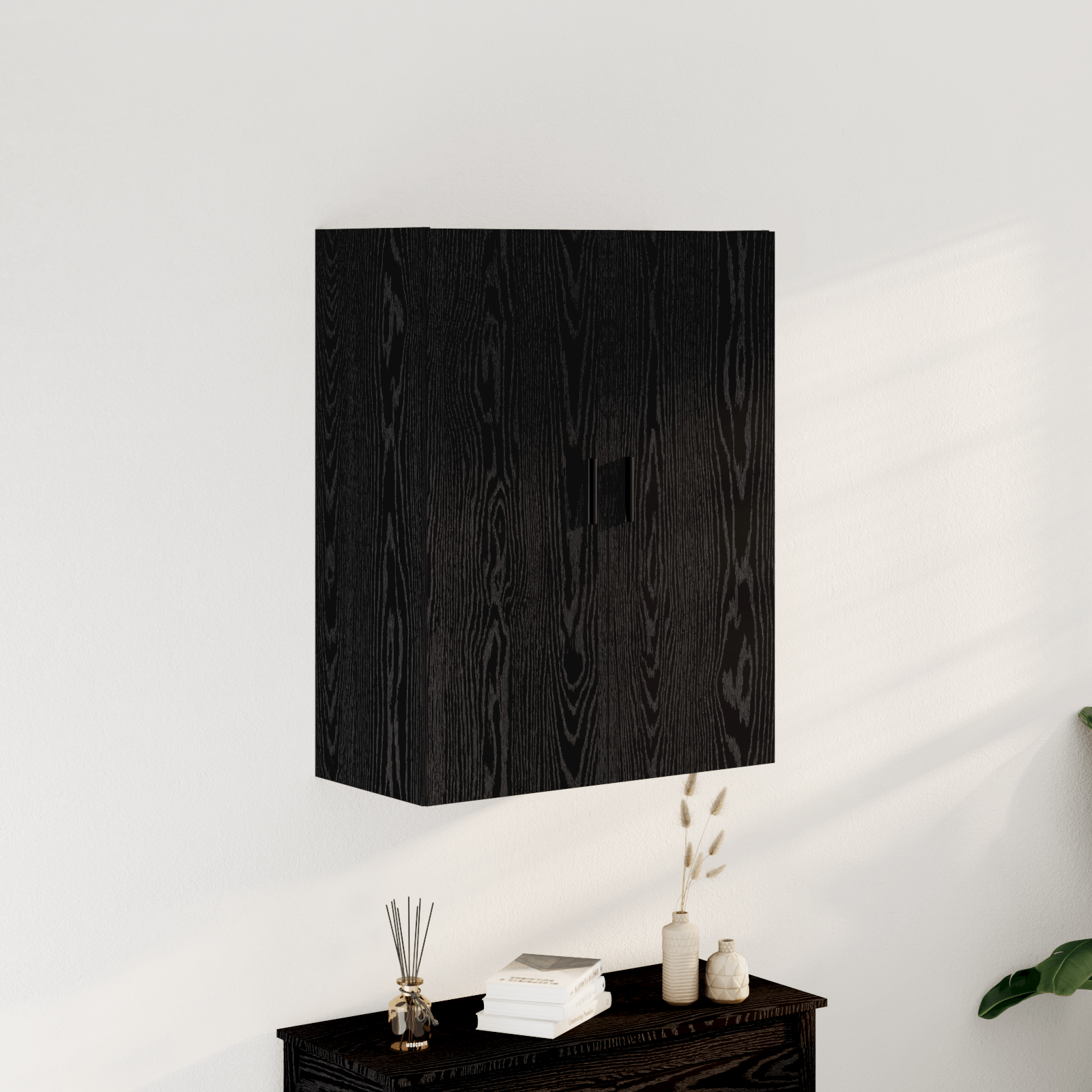 Dulap suspendat Negru Stejar 69,5x34x90 cm din lemn prelucrat — imaginea 2