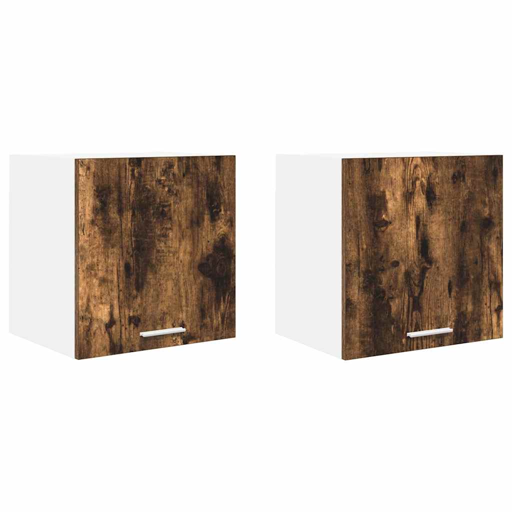 Dulap suspendat Riga 2 pcs Stejar afumat si alb 40 x 31 x 40 cm