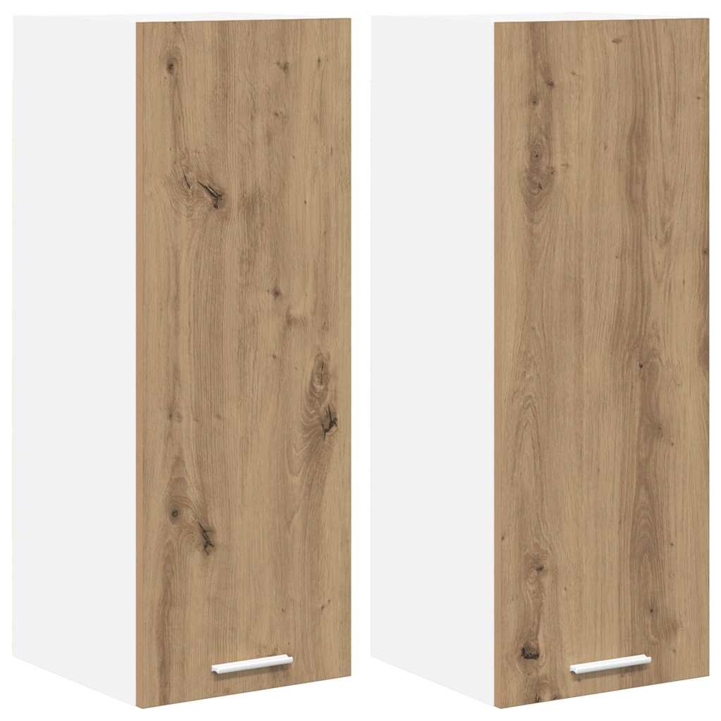 Dulap suspendat cu raft cu usa Riga 2 pcs Stejar Artisan si Alb