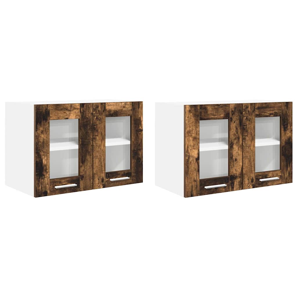 Dulap suspendat Riga 2 pcs Stejar fumuriu 60 x 31 x 40 cm